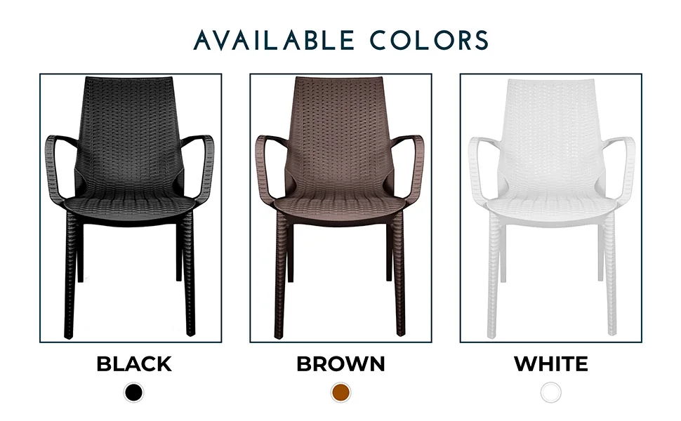 Kent Outdoor Patio Plastic Dining Arm Chair, Set of 4