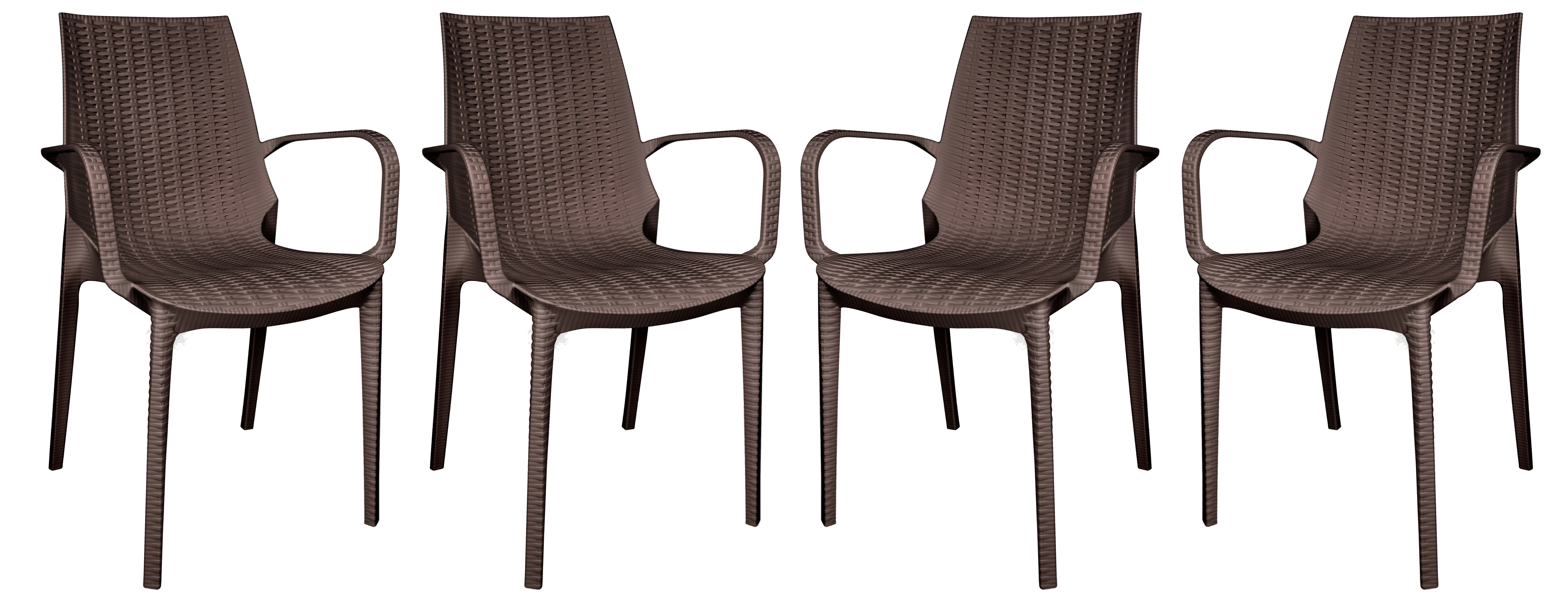 Kent Outdoor Patio Plastic Dining Arm Chair, Set of 4