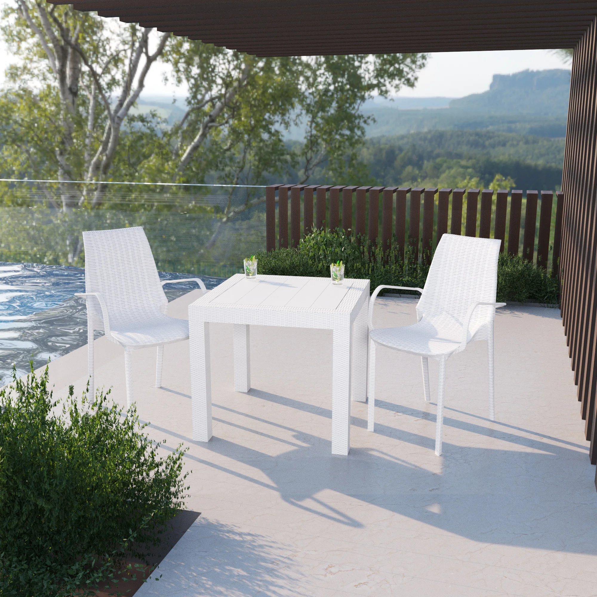 Kent Outdoor Patio Plastic Dining Arm Chair, Set of 2