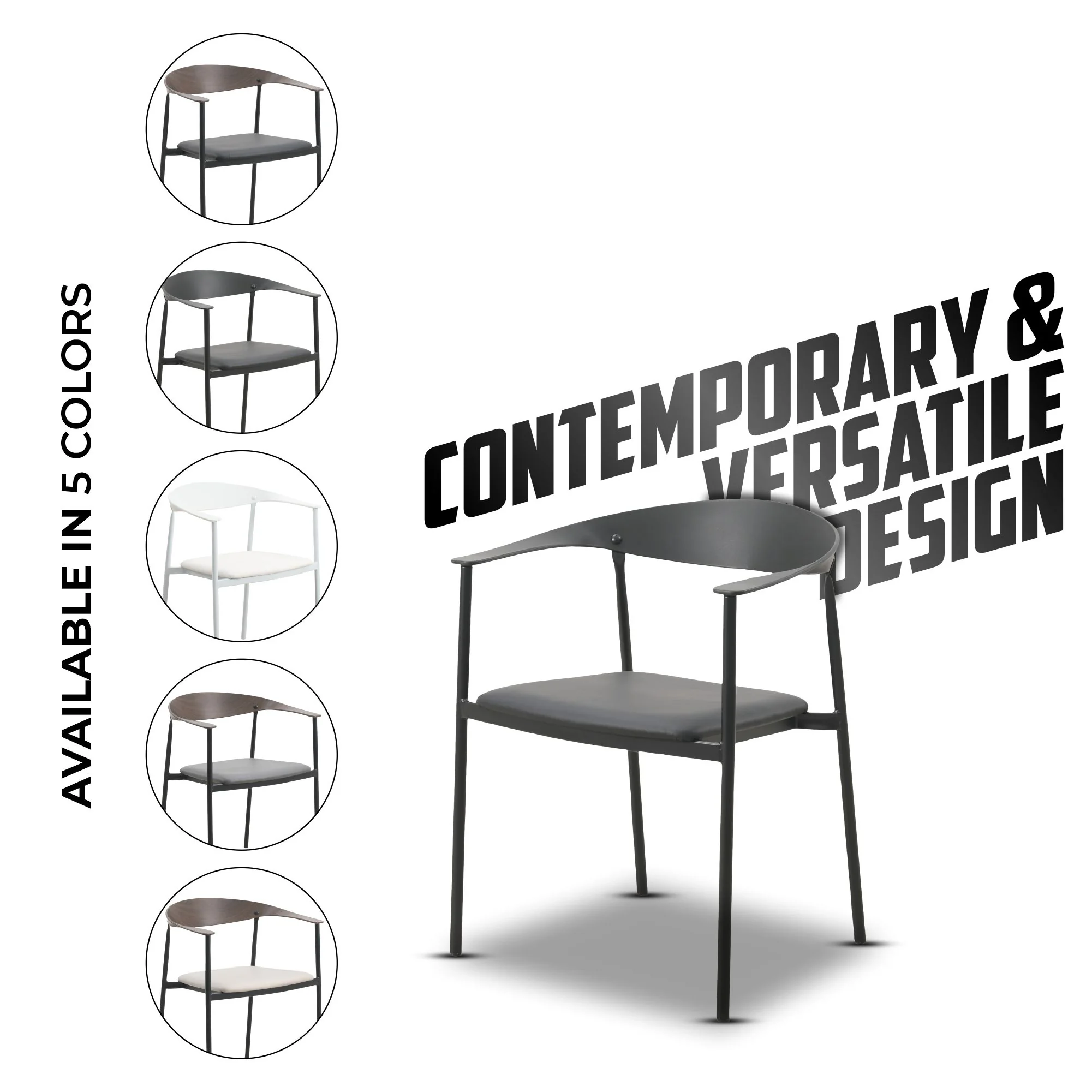 Kora Collection Modern Dining Chair in Black - Set of 2