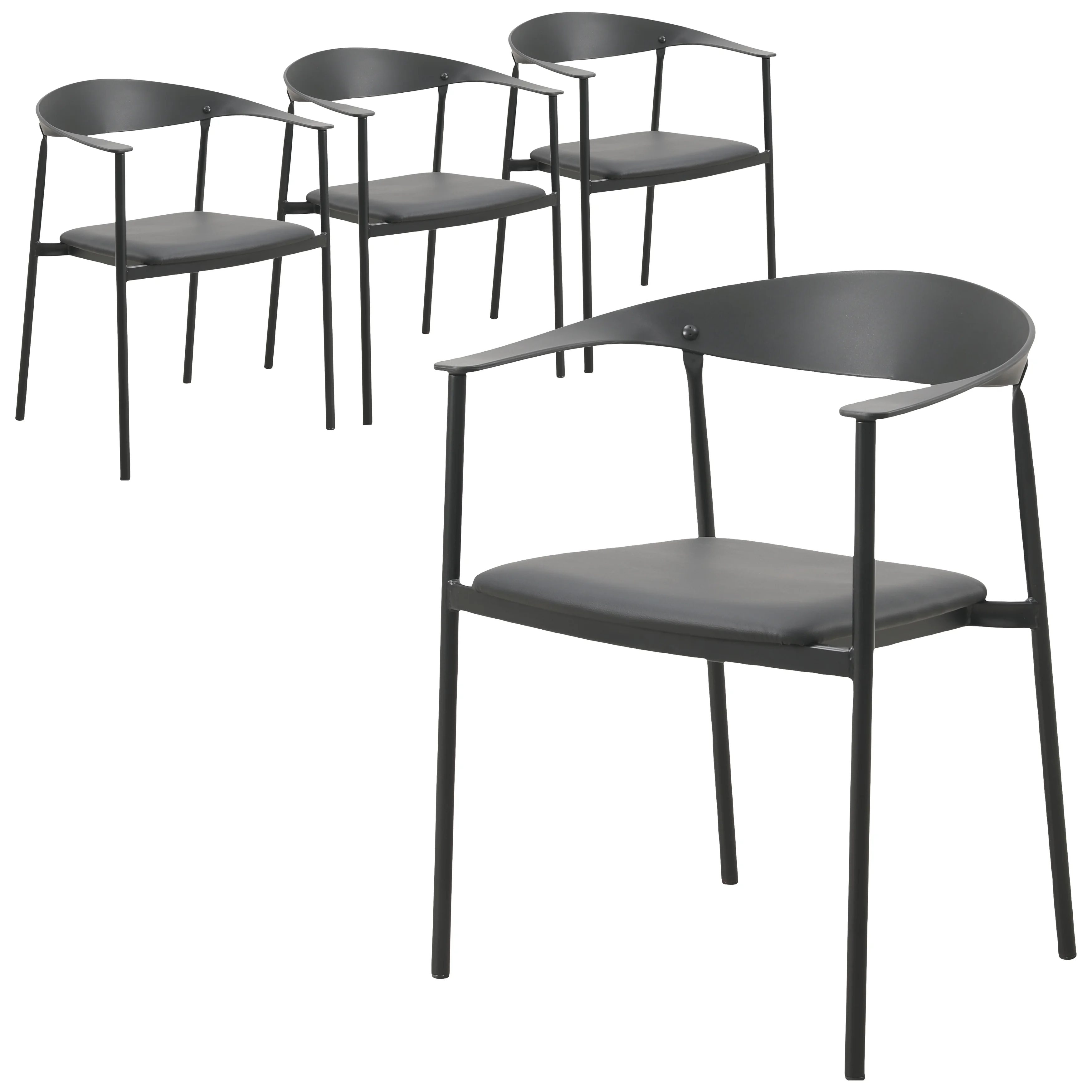 Kora Collection Modern Dining Chair in Black - Set of 4