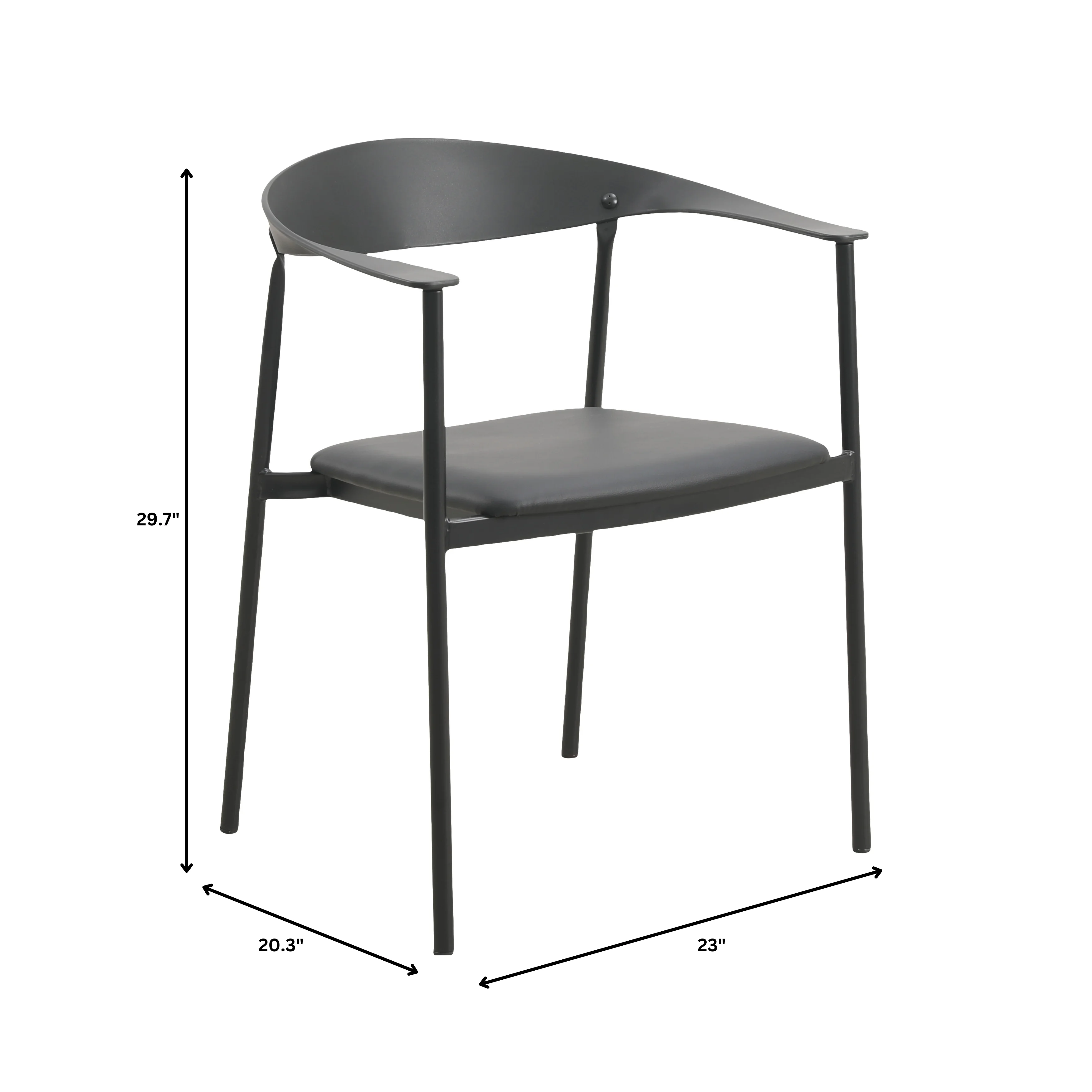 Kora Collection Modern Dining Chair in Black - Set of 4