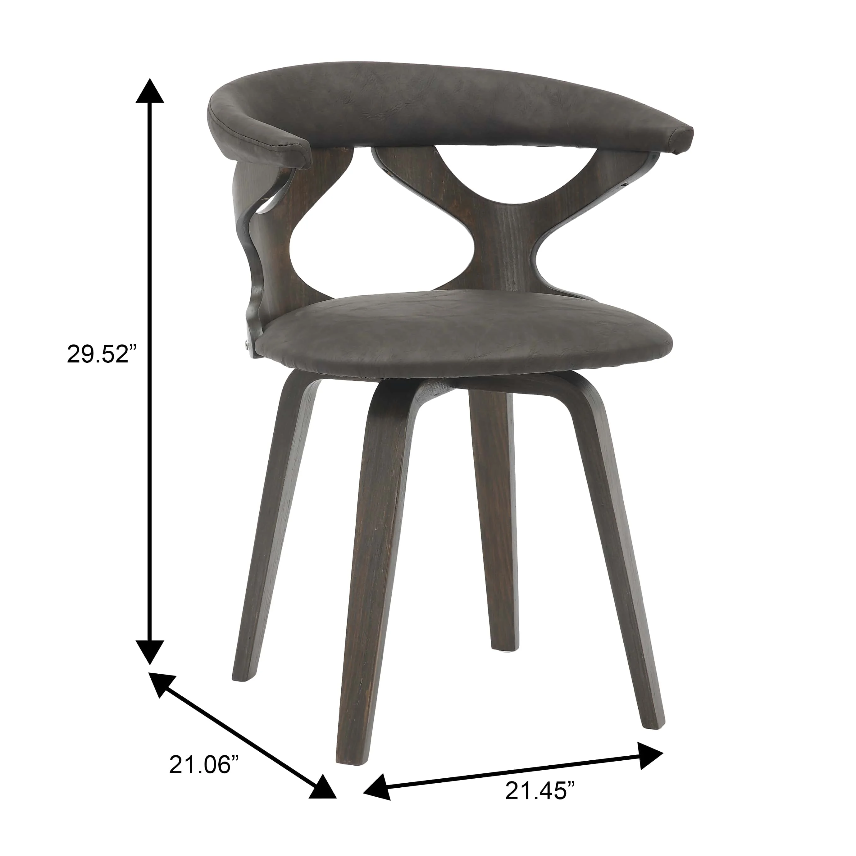 Modern Wooden Dining Chair, Dark Walnut Frame in Brown, Klyne Collection By LeisrueMod