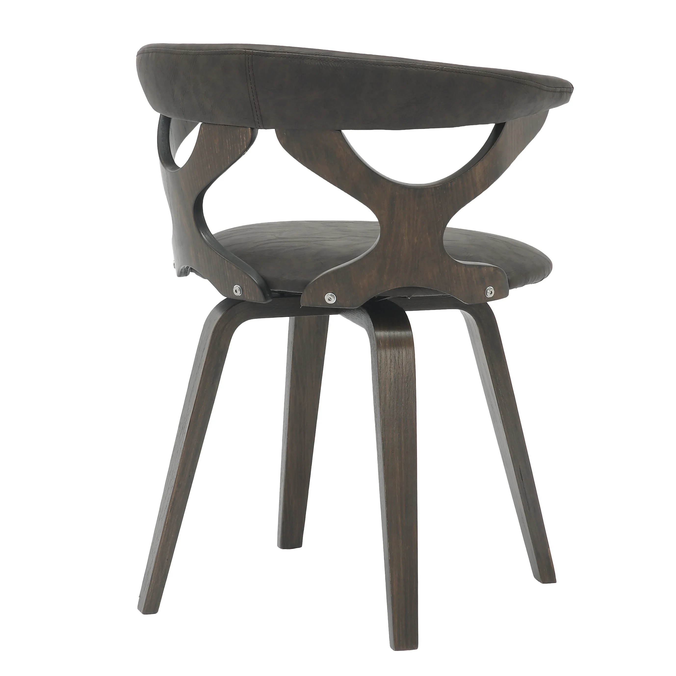 Modern Wooden Dining Chair, Dark Walnut Frame in Brown, Klyne Collection By LeisrueMod