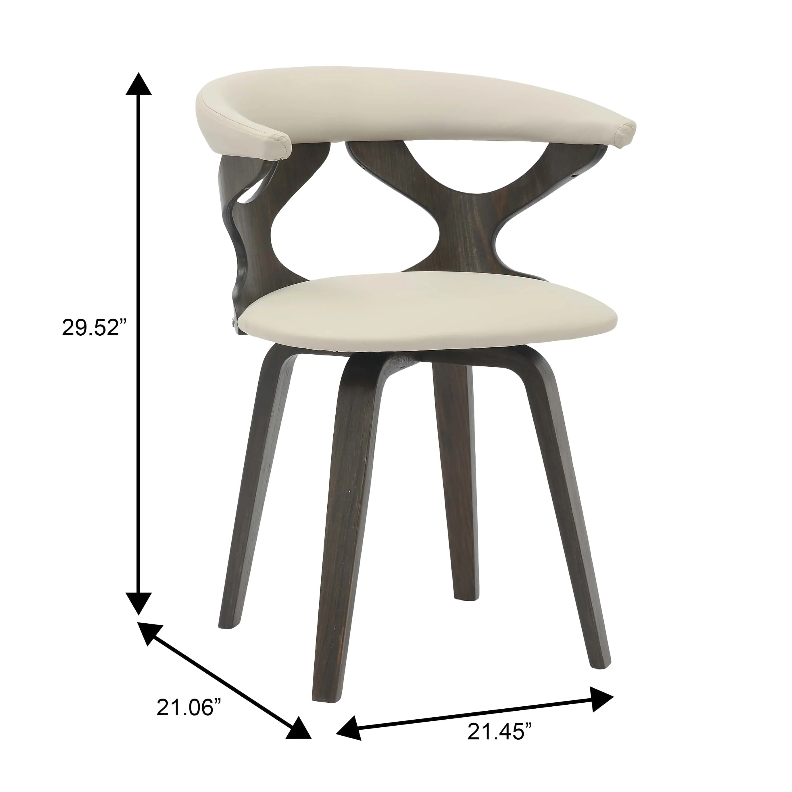 Modern Wooden Dining Chair, Dark Walnut Frame in Taupe, Klyne Collection By LeisrueMod