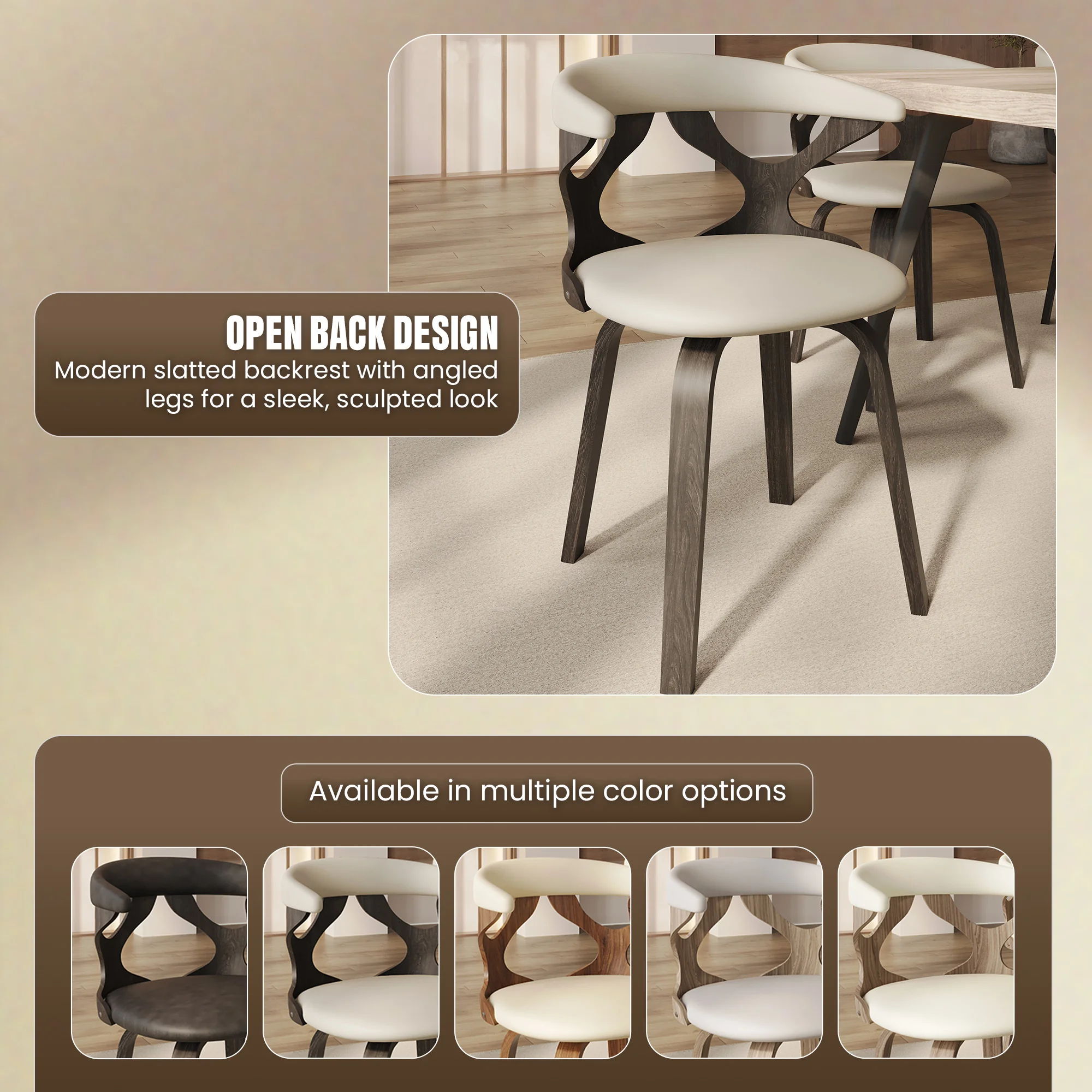 Modern Wooden Dining Chair, Dark Walnut Frame in Taupe, Klyne Collection By LeisrueMod