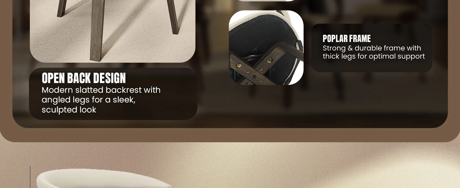 Modern Wooden Dining Chair, Dark Walnut Frame in Taupe, Klyne Collection By LeisrueMod