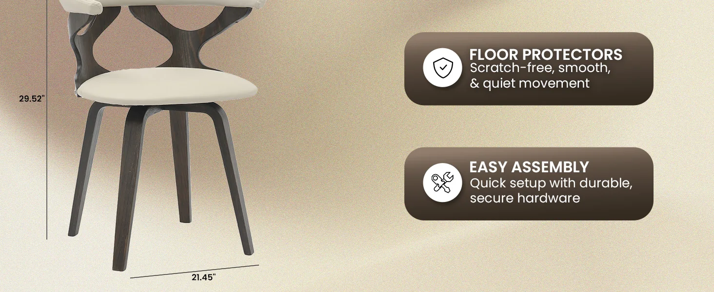 Modern Wooden Dining Chair, Dark Walnut Frame in Taupe, Klyne Collection By LeisrueMod