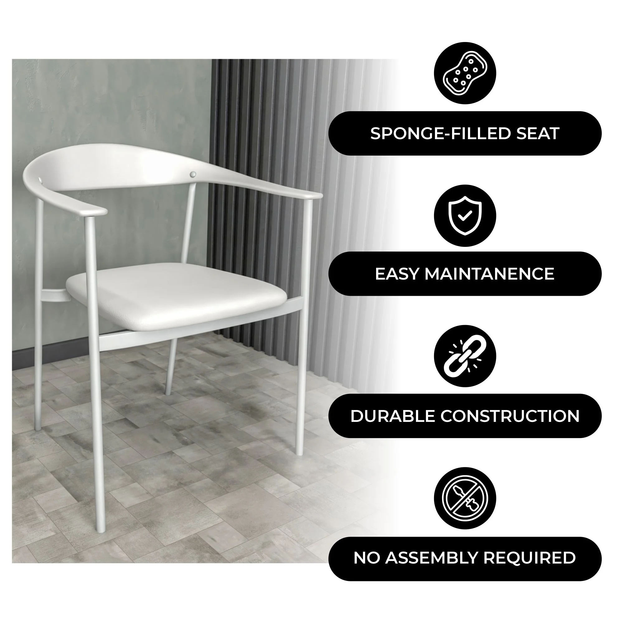 Kora Collection Modern Dining Chair in White