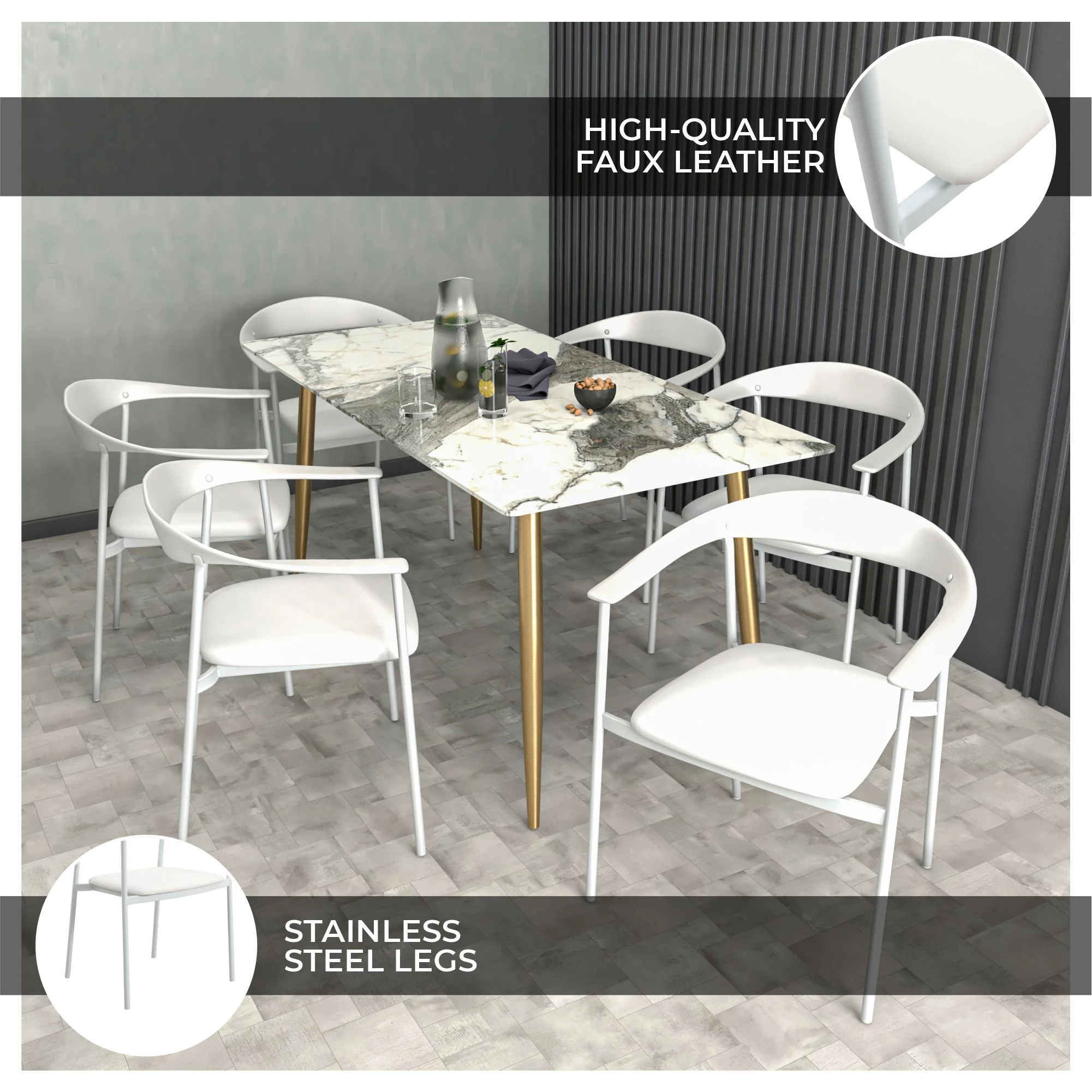 Kora Collection Modern Dining Chair in White