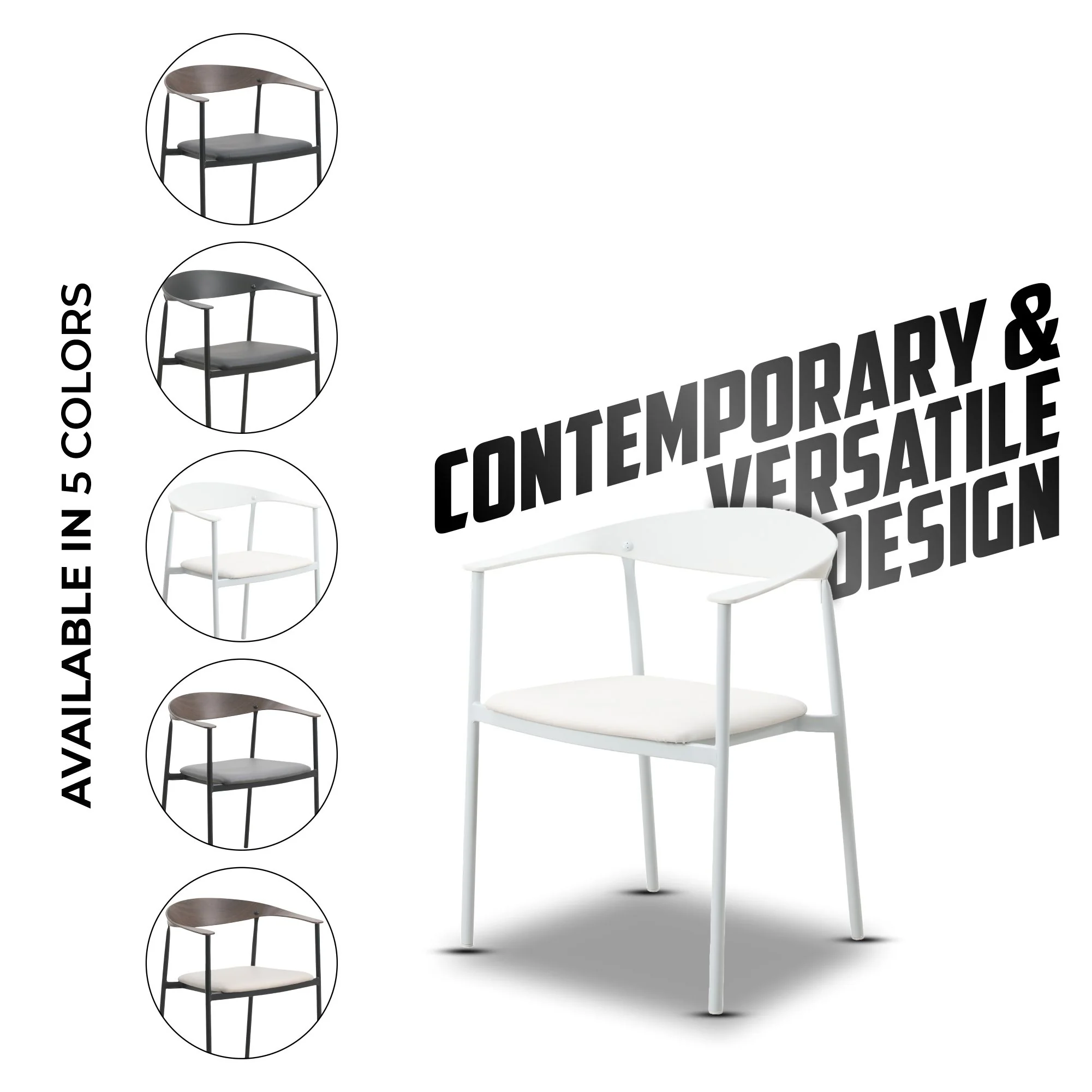 Kora Collection Modern Dining Chair in White - Set of 2