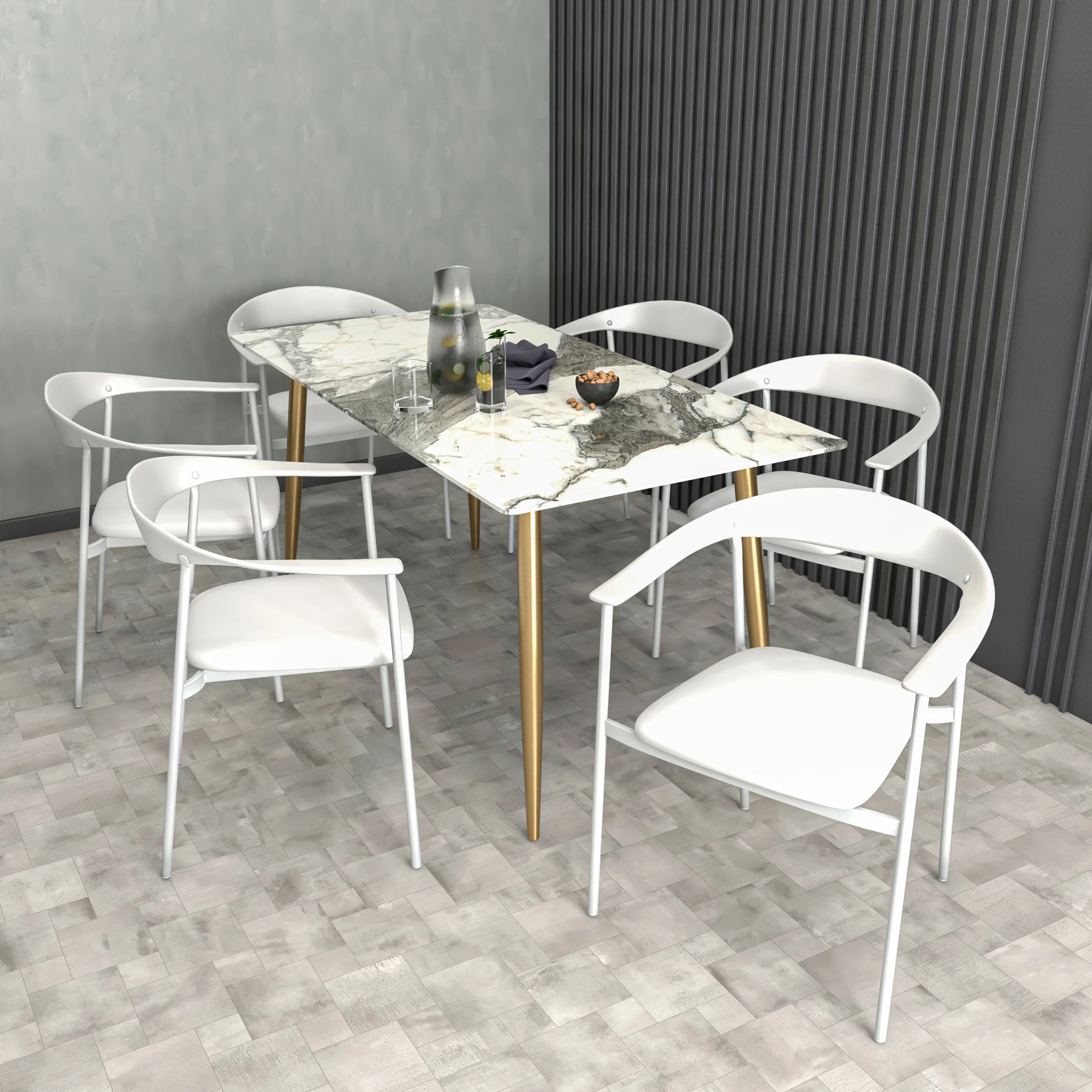 Kora Collection Modern Dining Chair in White - Set of 4
