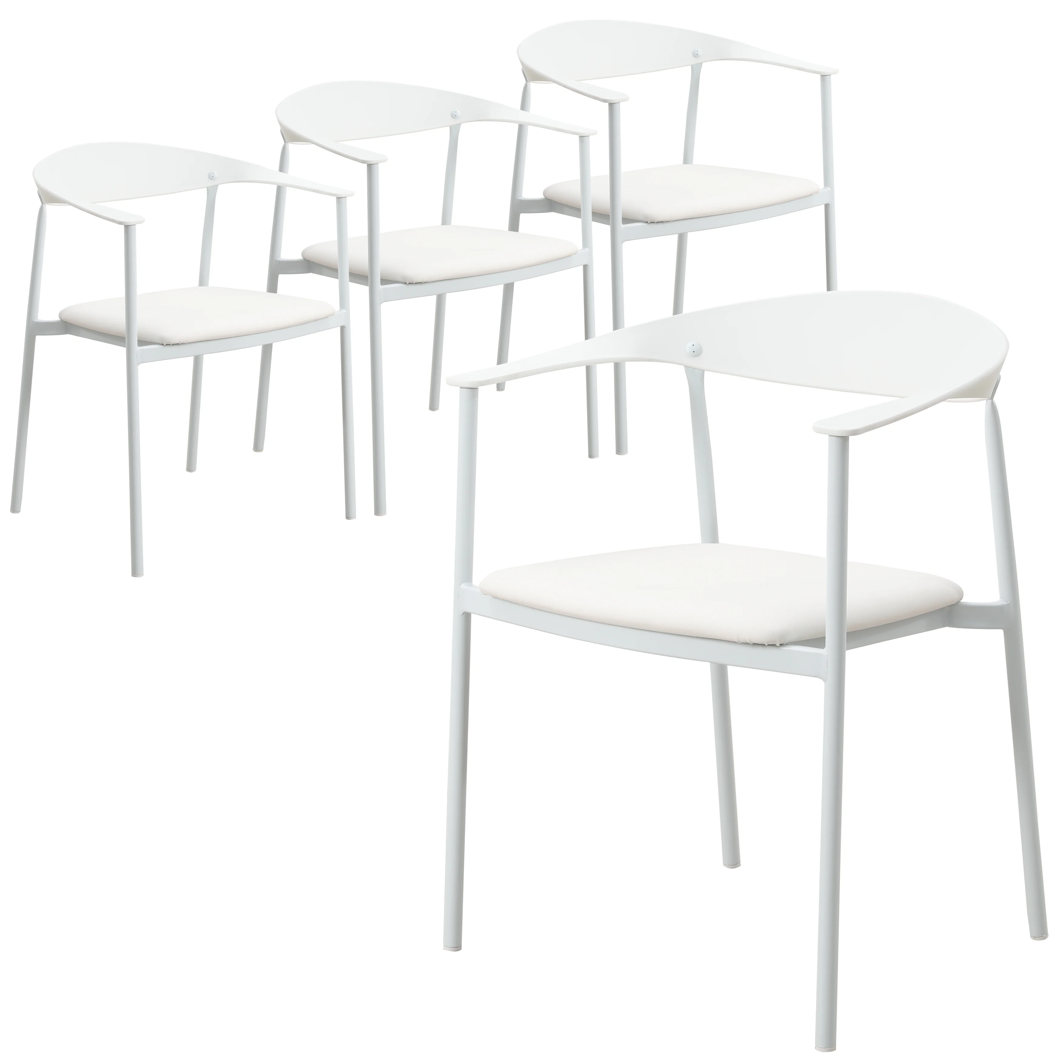 Kora Collection Modern Dining Chair in White - Set of 4