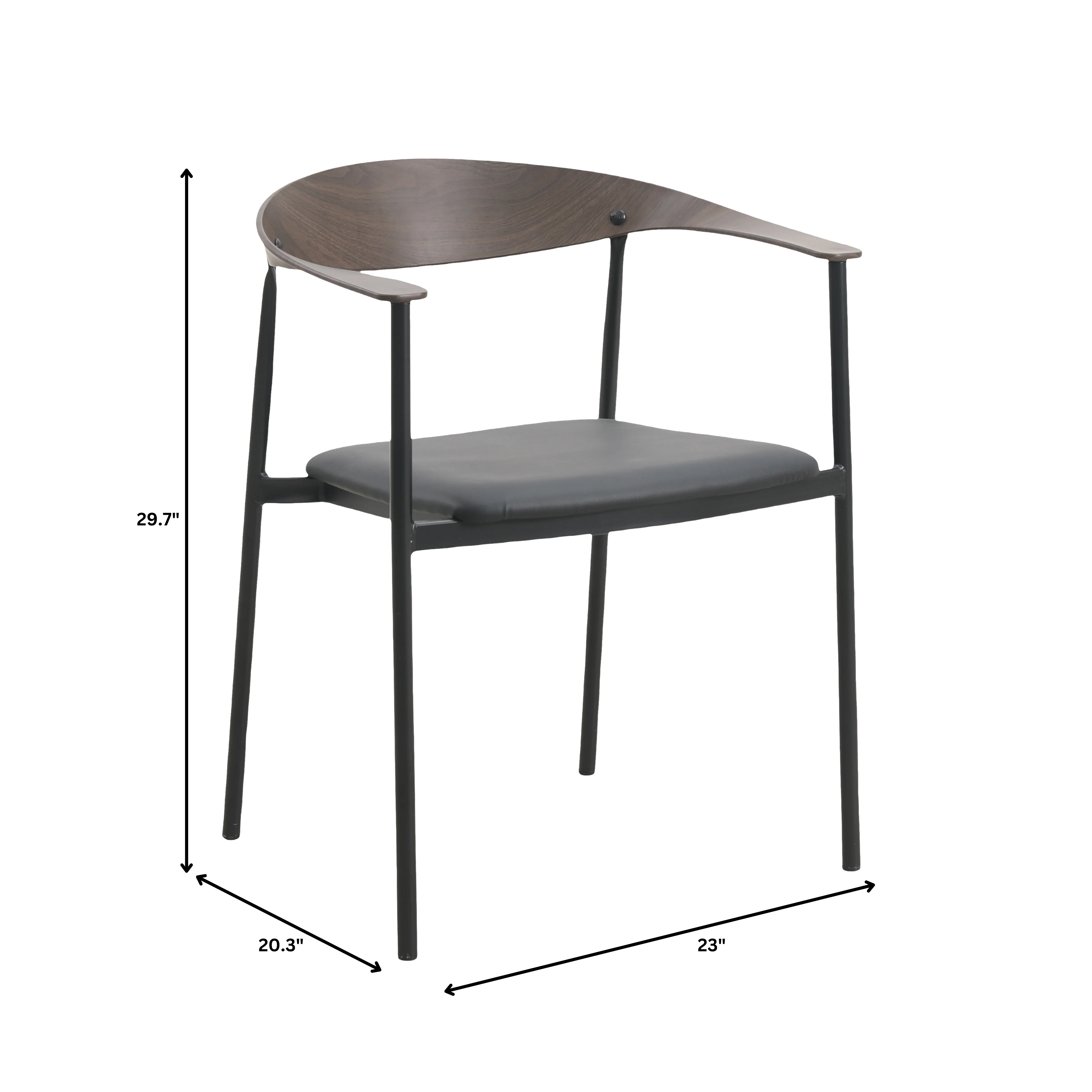 Kora Collection Modern Dining Chair Brown Back with Black Seat - Set of 2