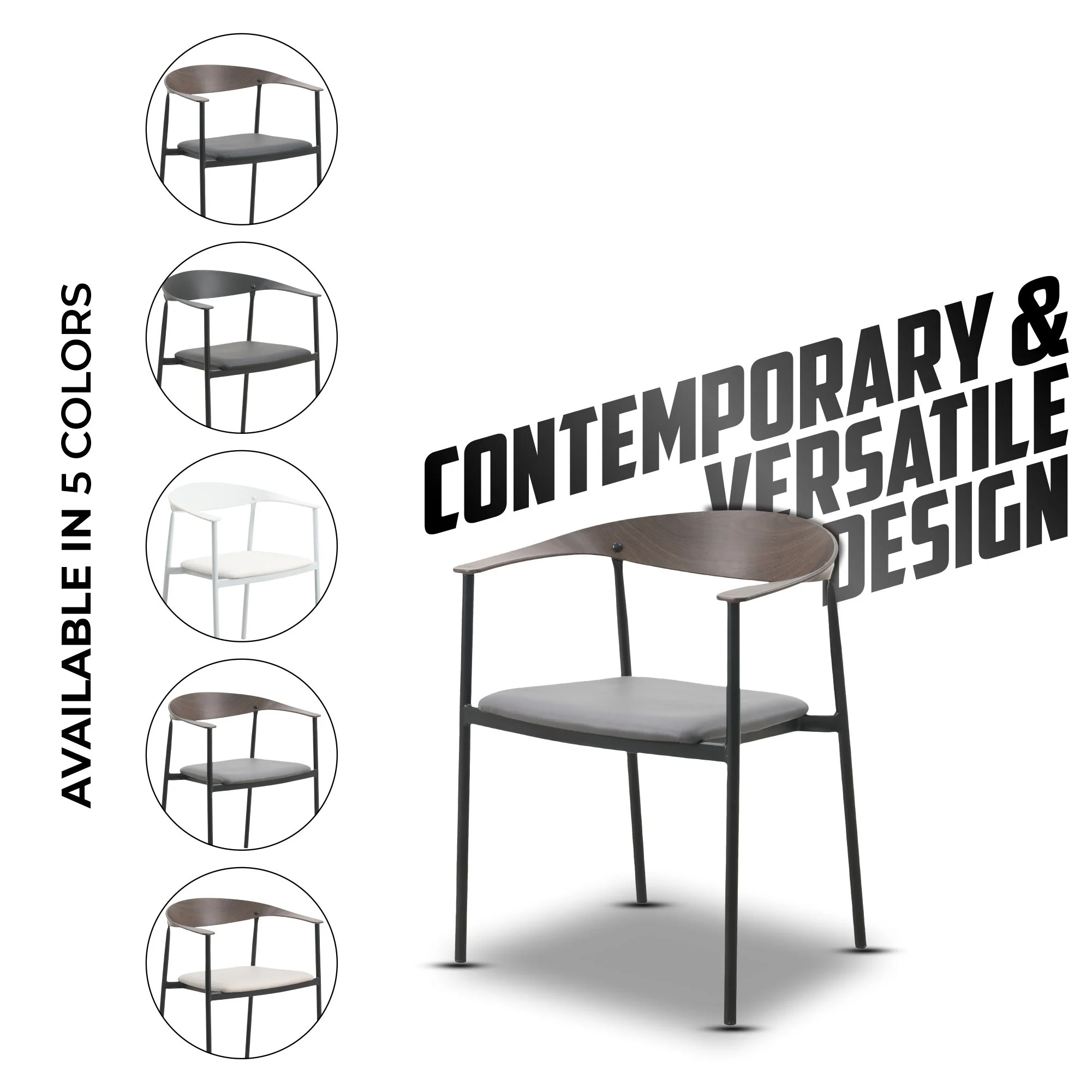 Kora Collection Modern Dining Chair in Charcoal