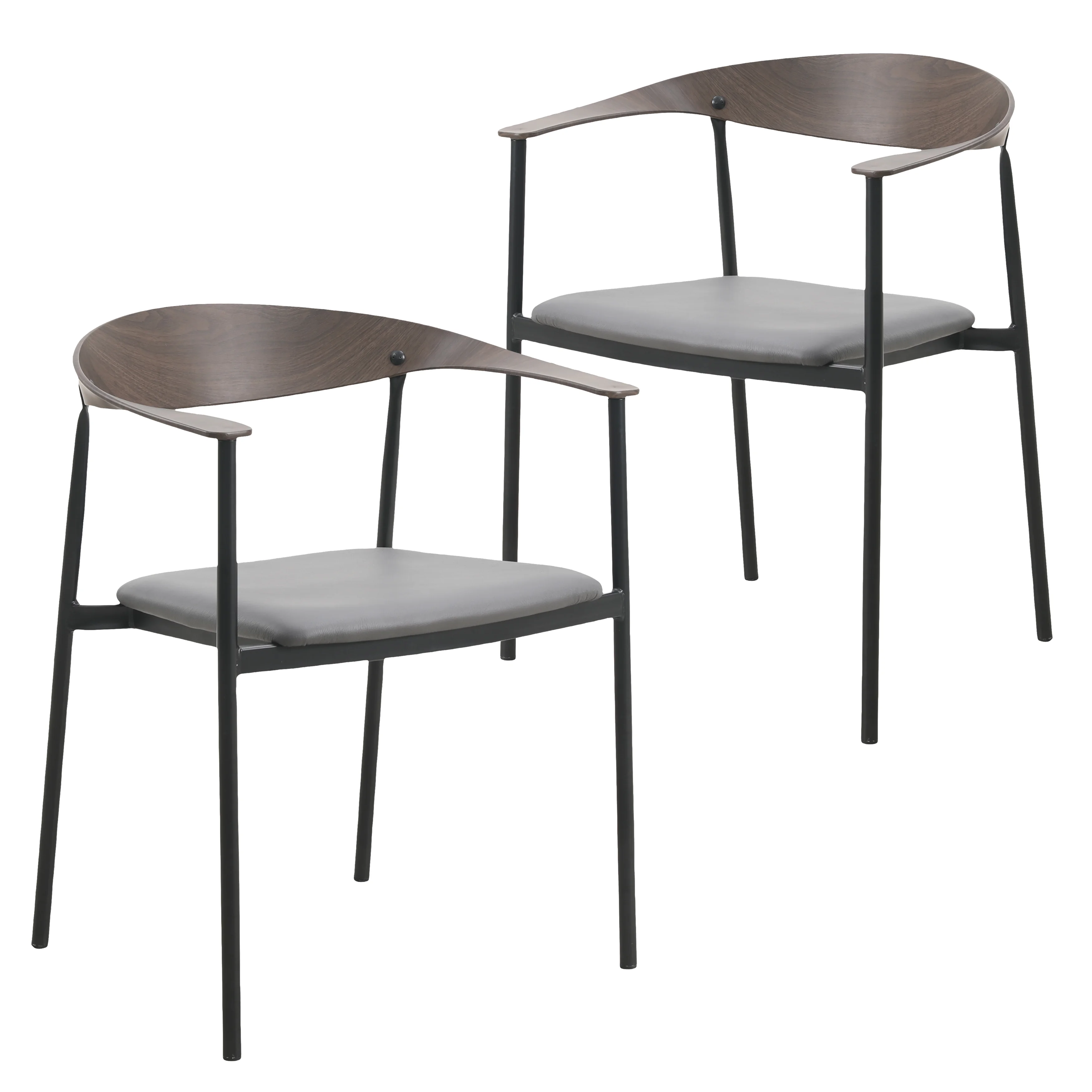 Kora Collection Modern Dining Chair in Charcoal - Set of 2