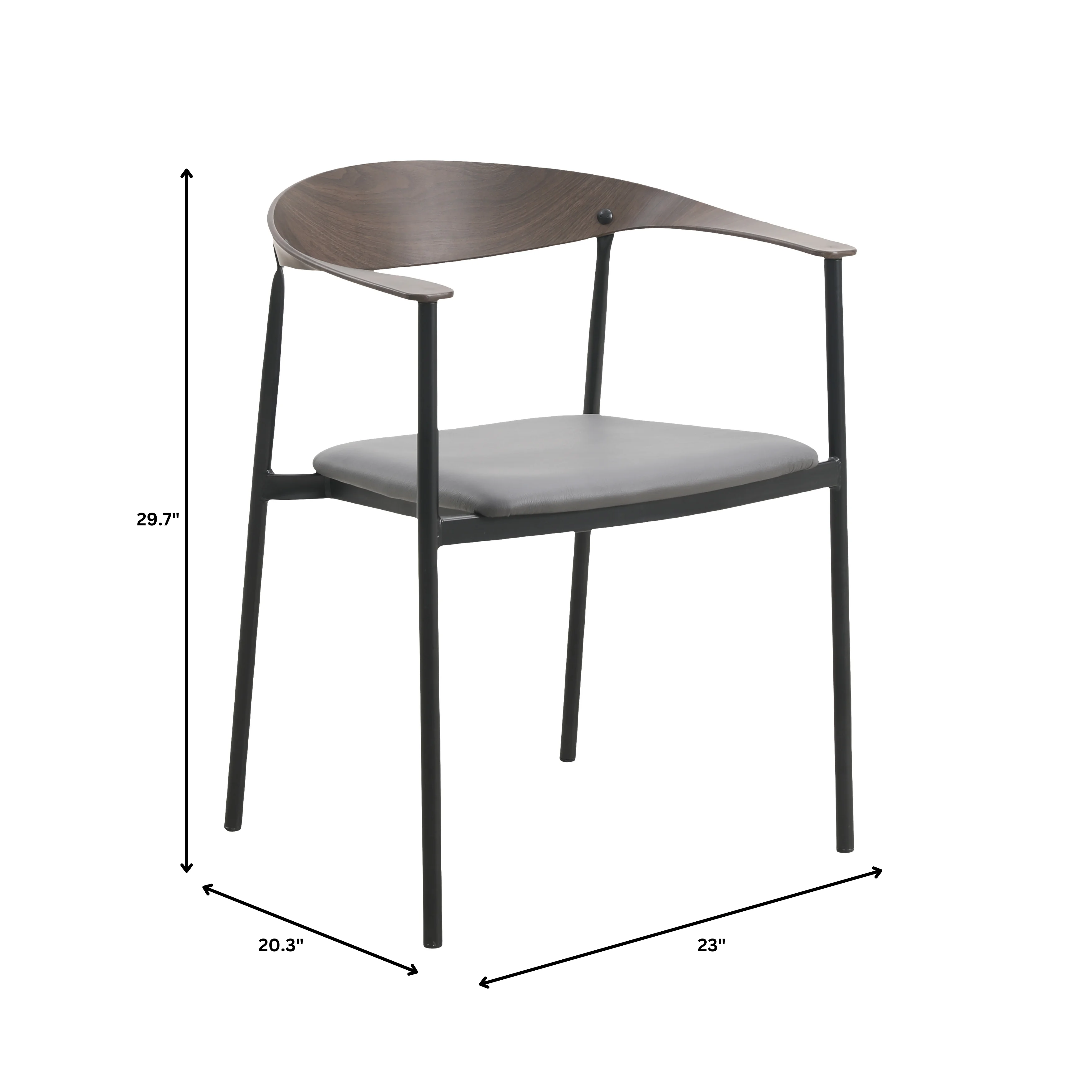 Kora Collection Modern Dining Chair in Charcoal - Set of 2