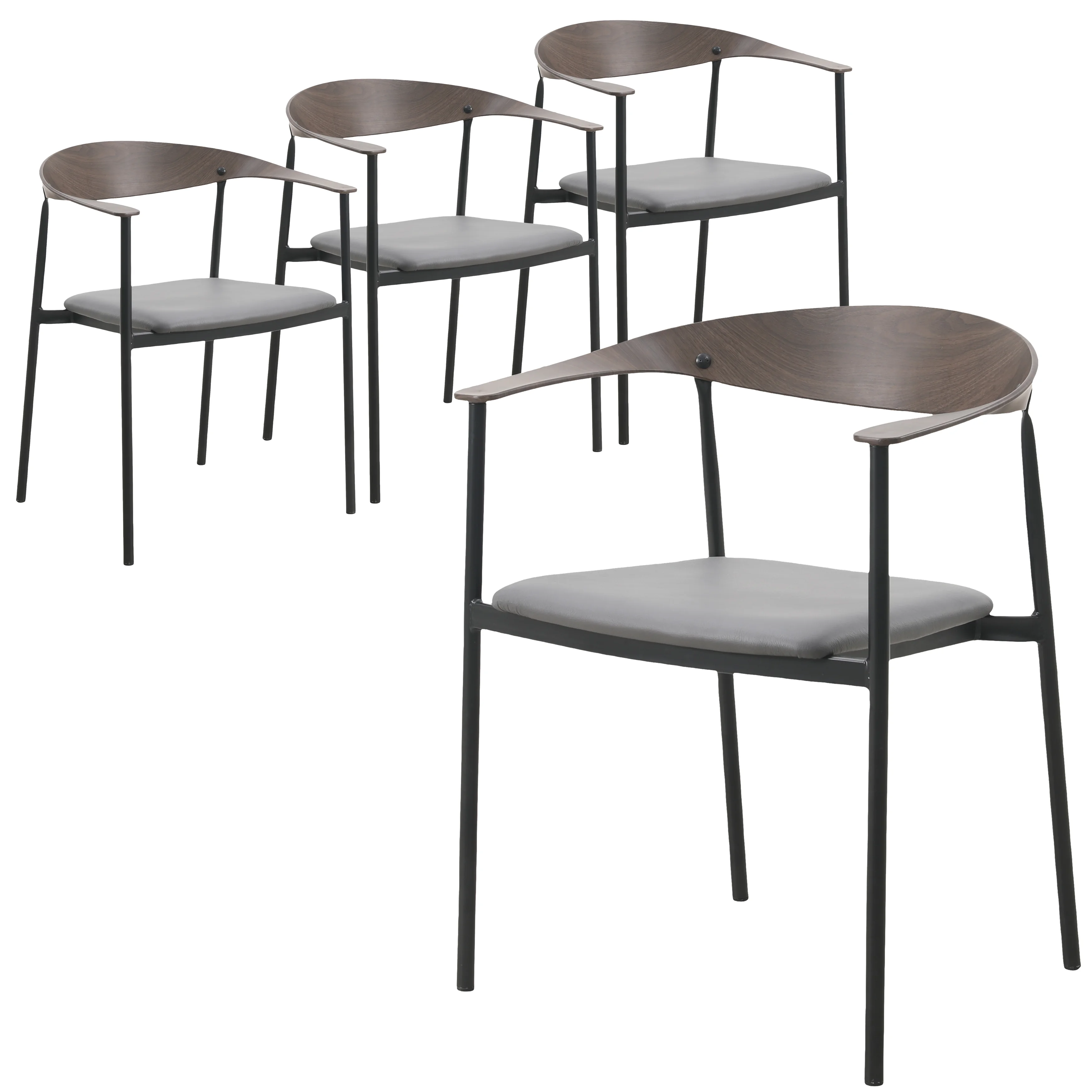 Kora Collection Modern Dining Chair in Charcoal - Set of 4