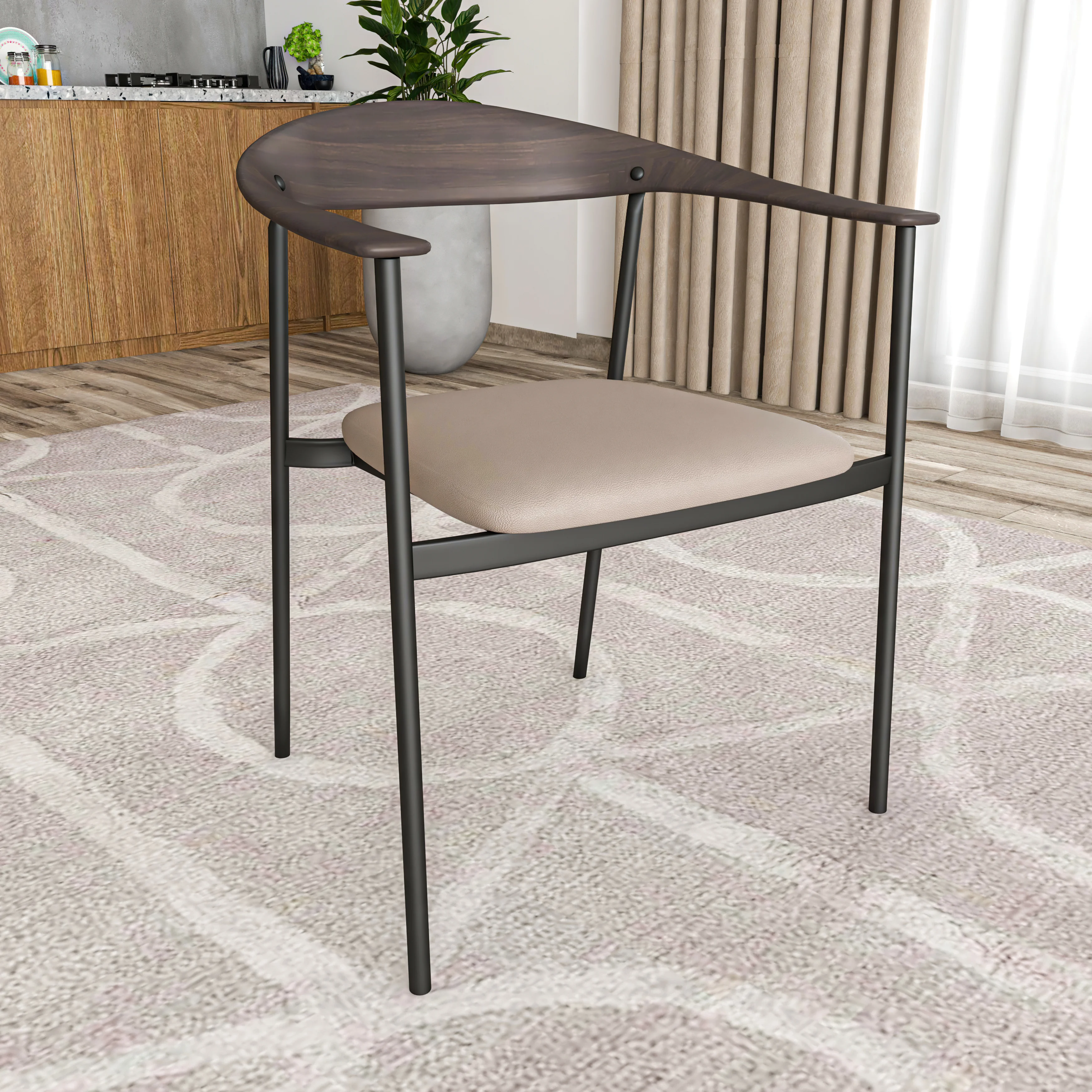 Kora Collection Modern Dining Chair in Taupe