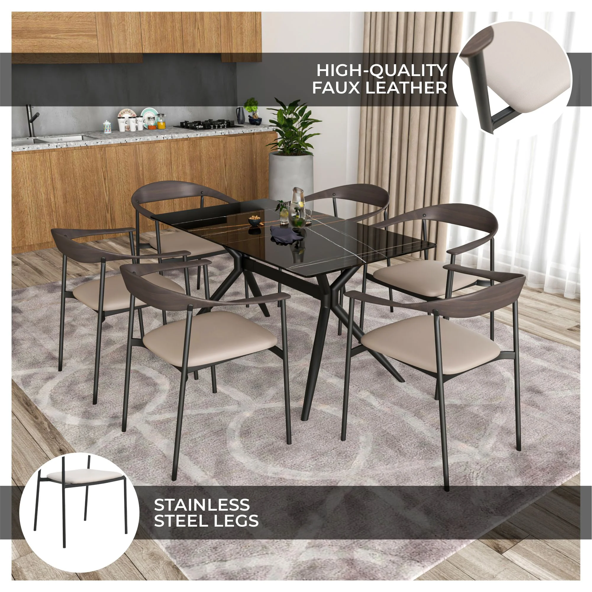 Kora Collection Modern Dining Chair in Toupe - Set of 4