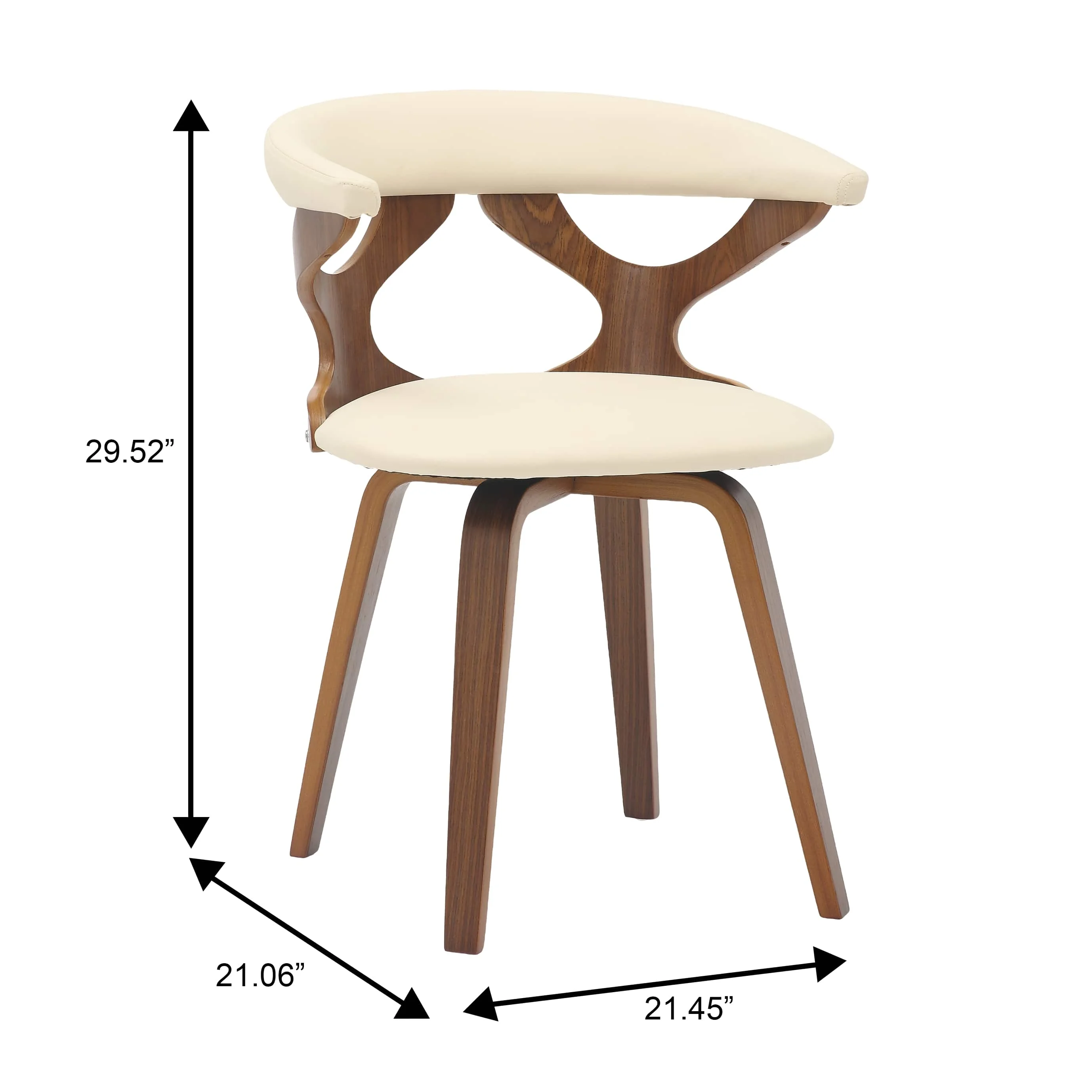 Modern Wooden Dining Chair, Walnut Frame in Taupe Klyne Collection By LeisrueMod