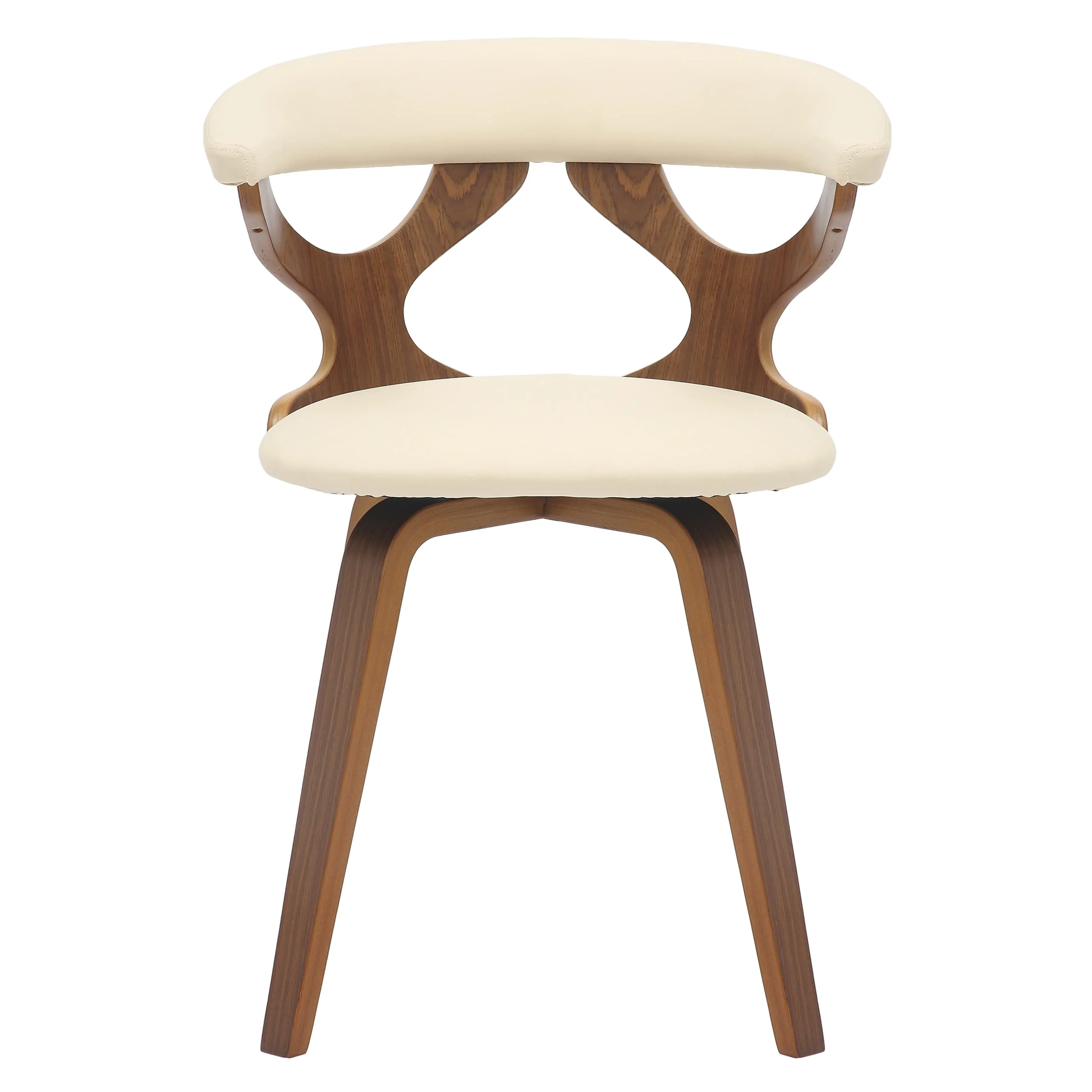 Modern Wooden Dining Chair, Walnut Frame in Taupe Klyne Collection By LeisrueMod