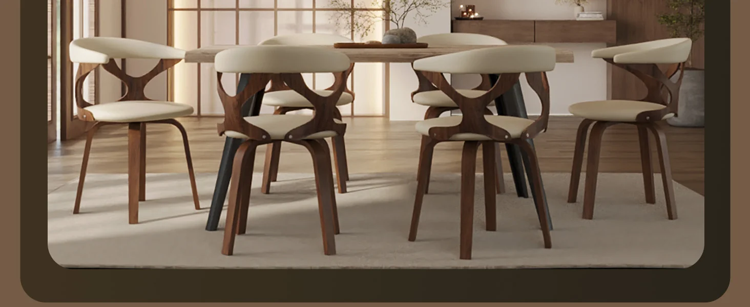 Modern Wooden Dining Chair, Walnut Frame in Taupe Klyne Collection By LeisrueMod