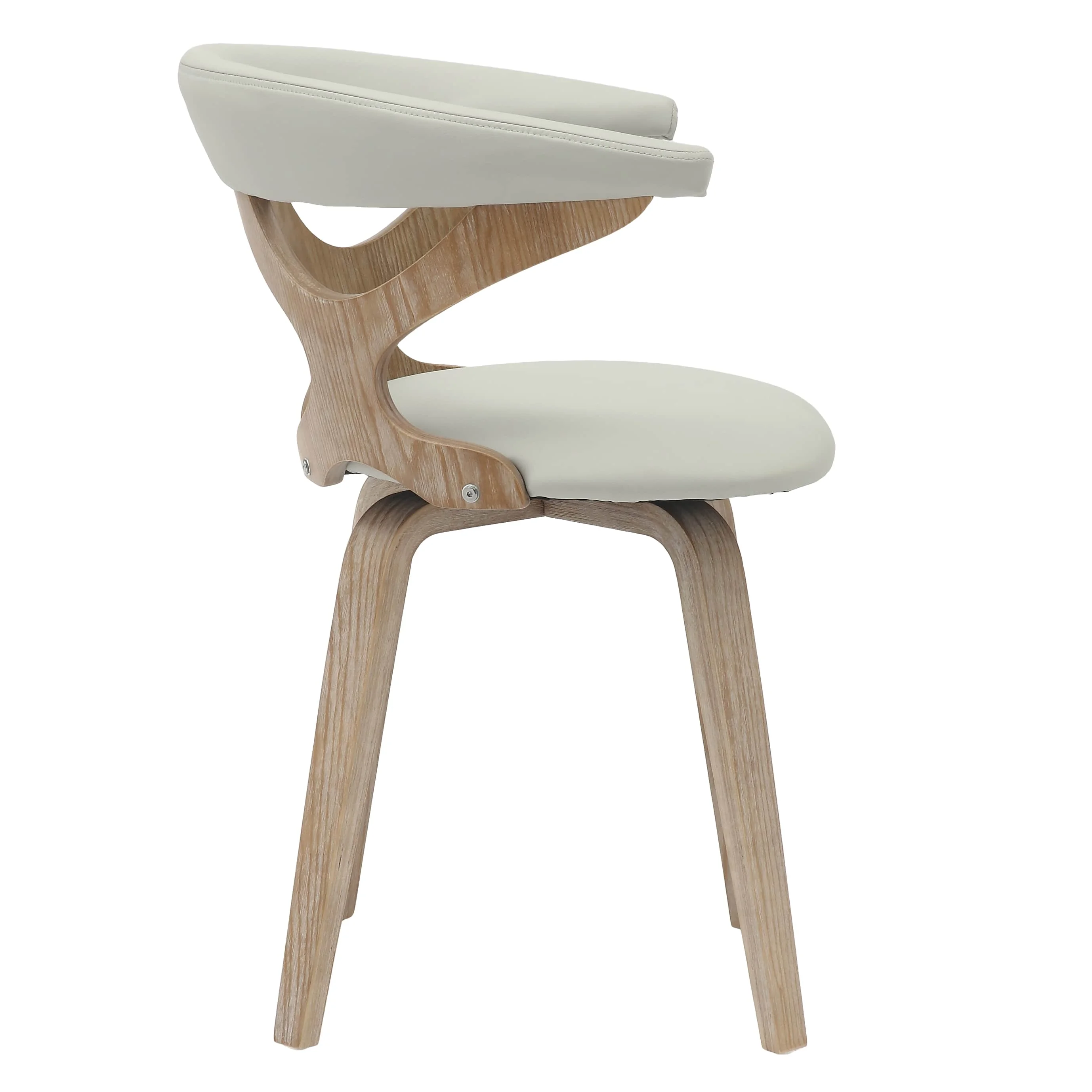 Modern Wooden Dining Chair, Washed Walnut Frame in Light Grey, Klyne Collection By LeisrueMod