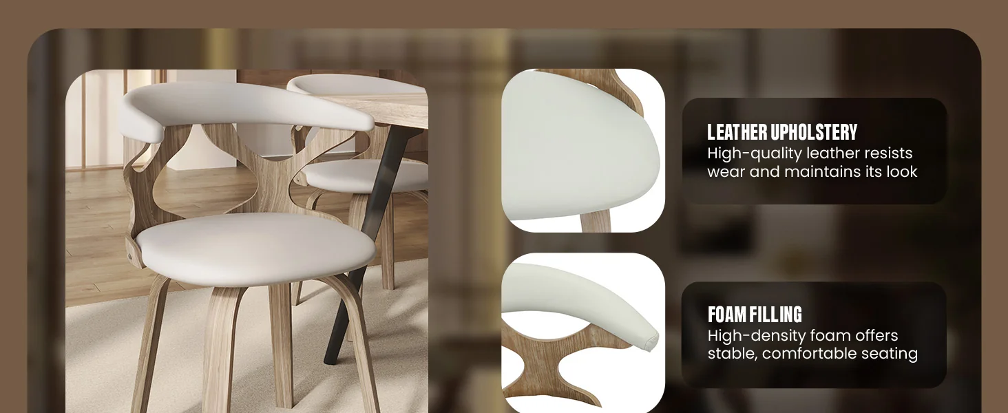 Modern Wooden Dining Chair, Washed Walnut Frame in Light Grey, Klyne Collection By LeisrueMod