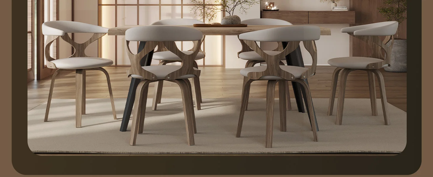 Modern Wooden Dining Chair, Washed Walnut Frame in Light Grey, Klyne Collection By LeisrueMod