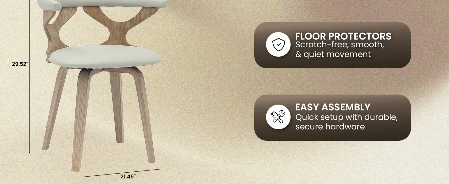 Modern Wooden Dining Chair, Washed Walnut Frame in Light Grey, Klyne Collection By LeisrueMod