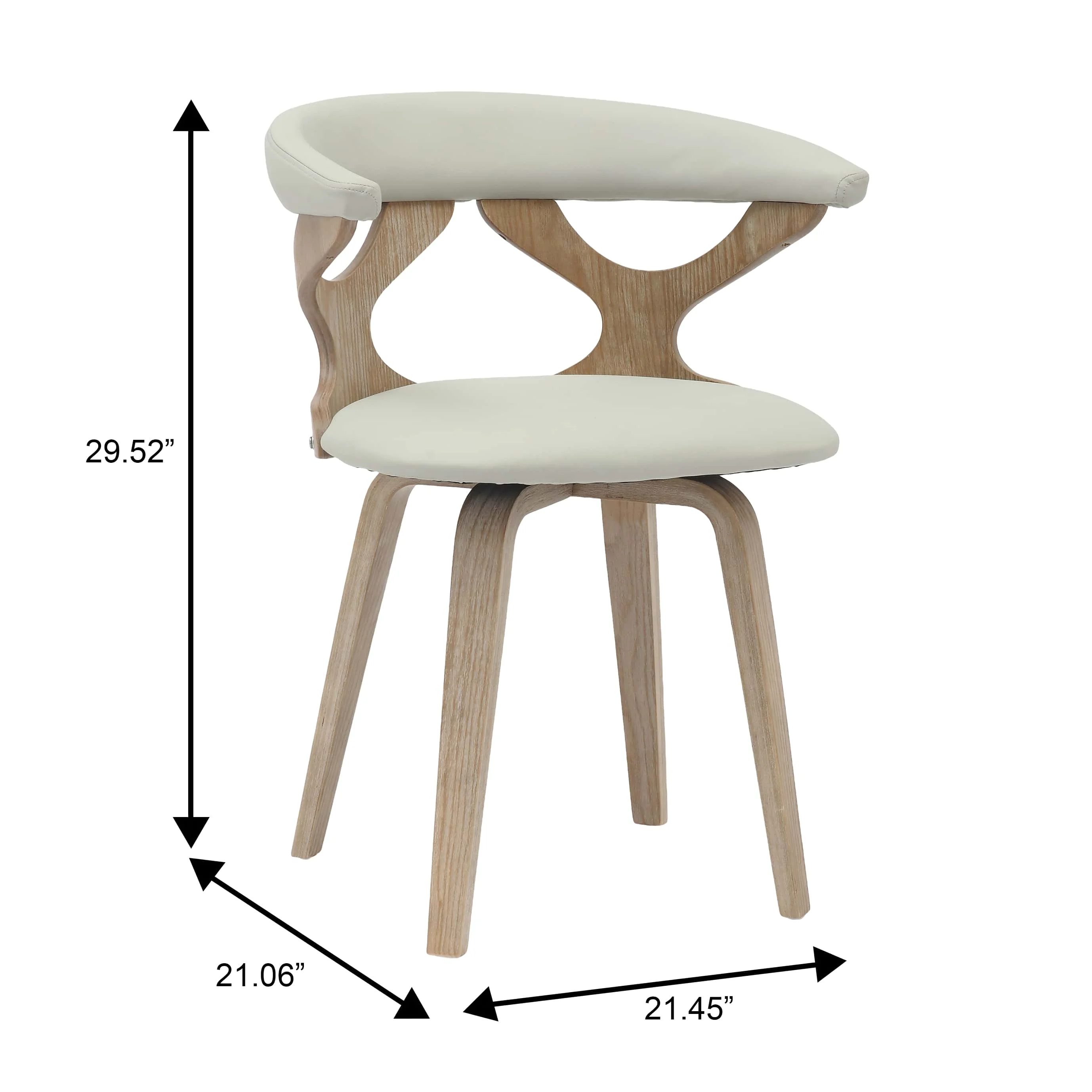 Modern Wooden Dining Chair, Washed Walnut Frame in Light Grey, Klyne Collection By LeisrueMod