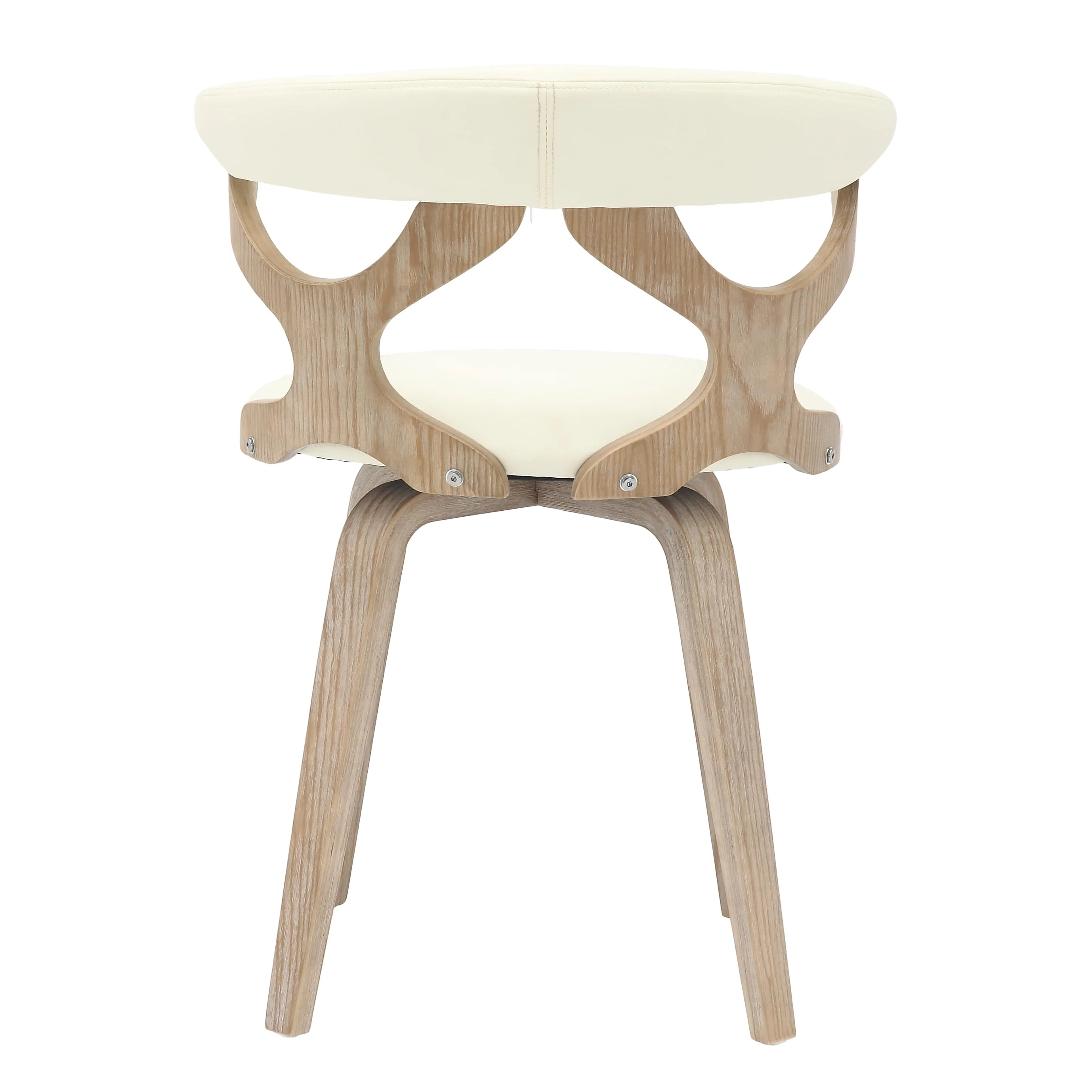 Modern Wooden Dining Chair, Washed Walnut Frame in White, Klyne Collection By LeisrueMod
