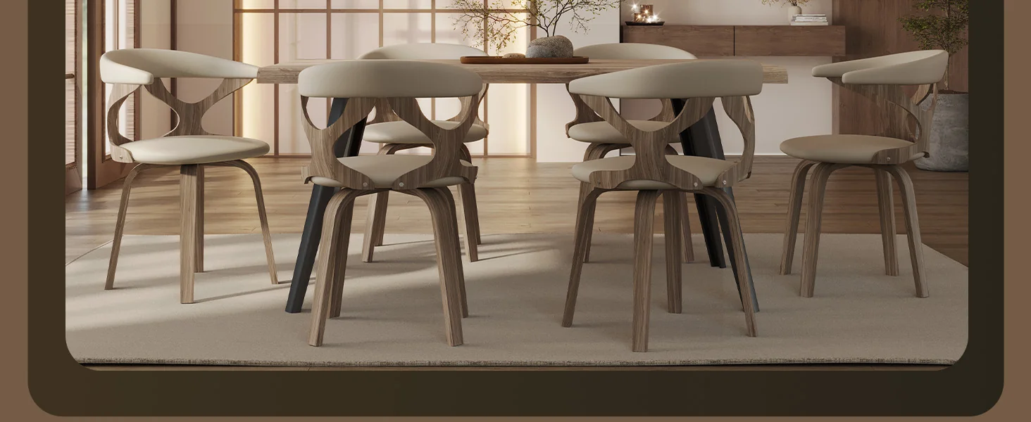 Modern Wooden Dining Chair, Washed Walnut Frame in White, Klyne Collection By LeisrueMod