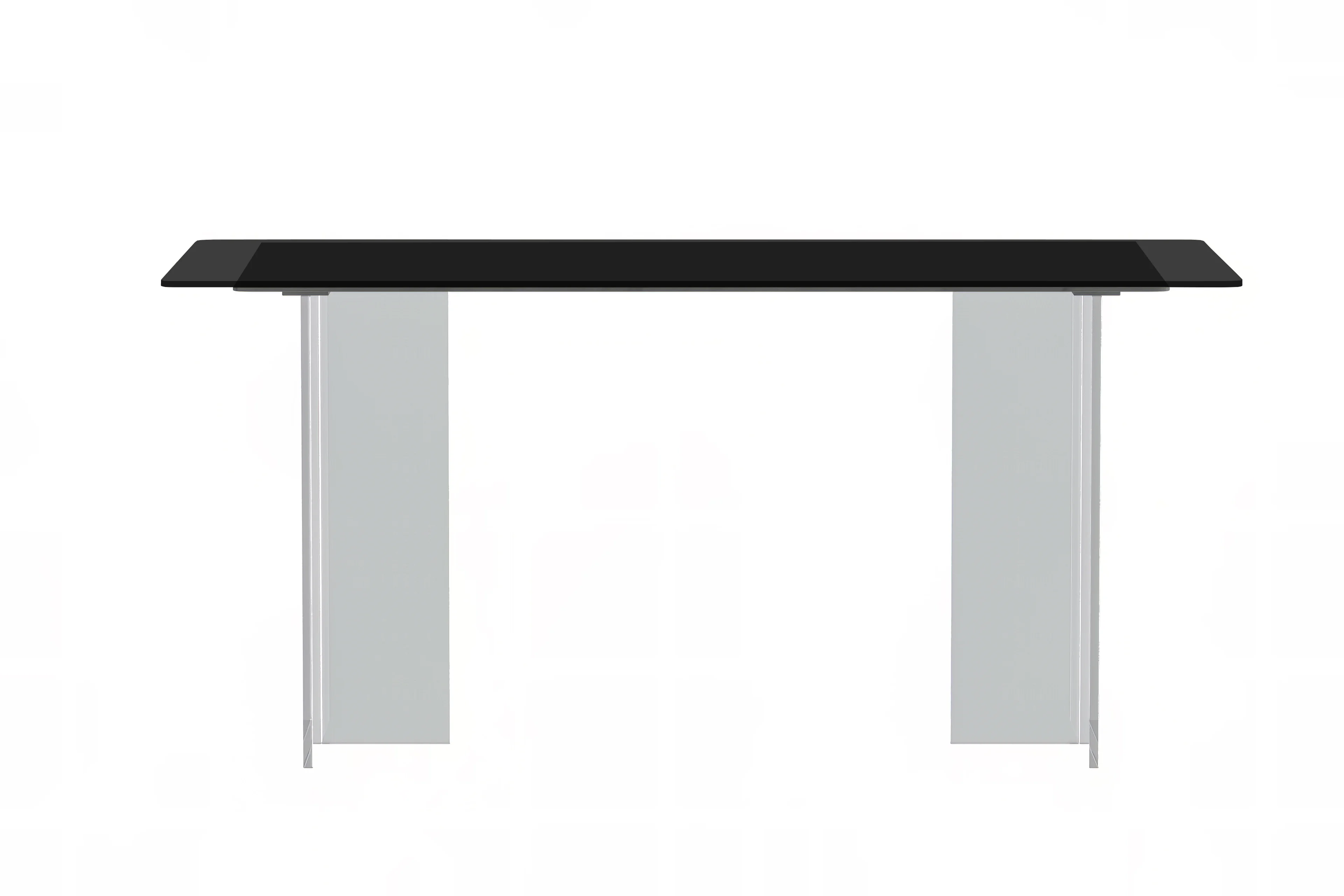 Kova Series Dining Table, Clear Base with 55" Black Glass Top