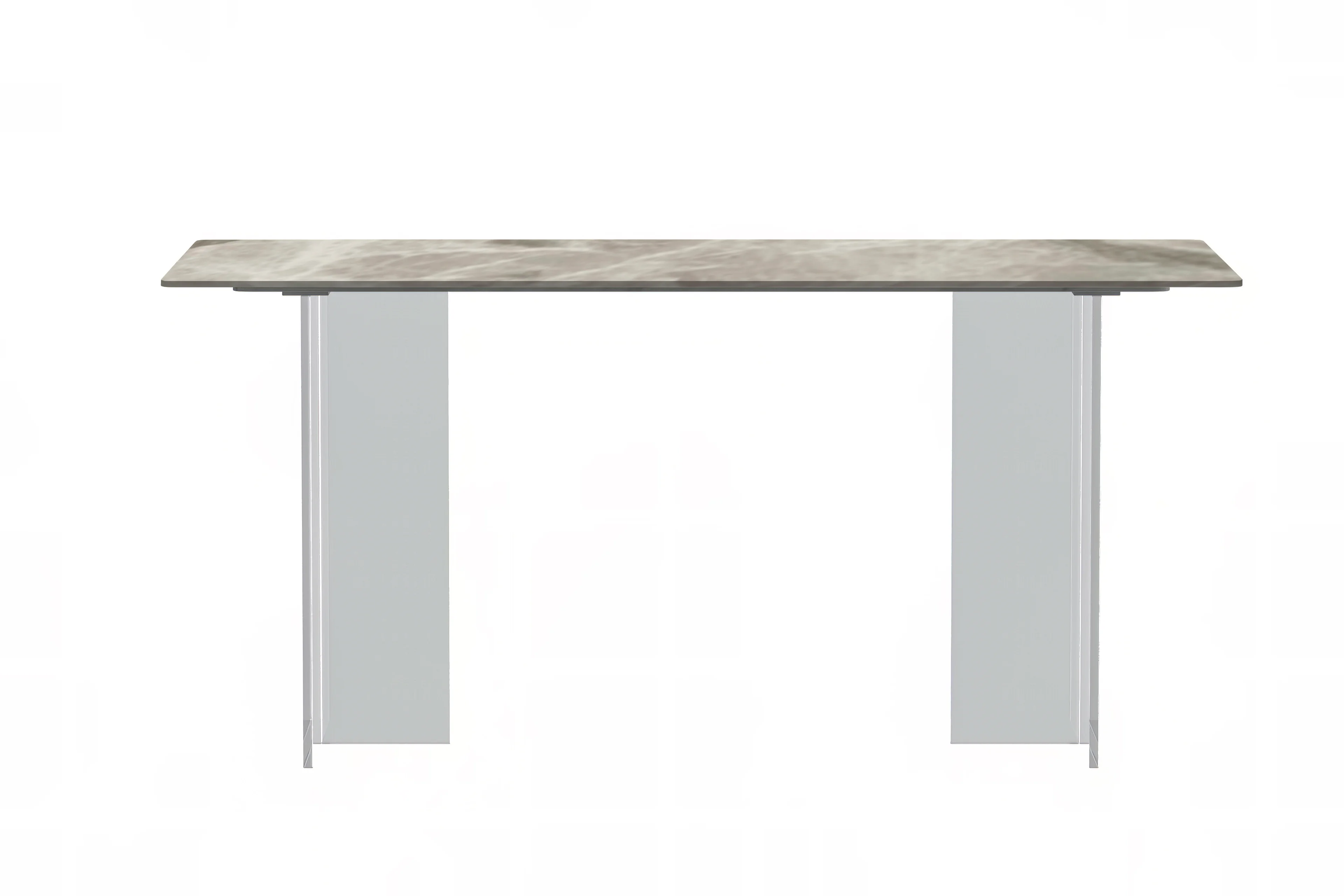 Kova Series Dining Table, Clear Base with 55" Deep Grey Sintered Stone Top