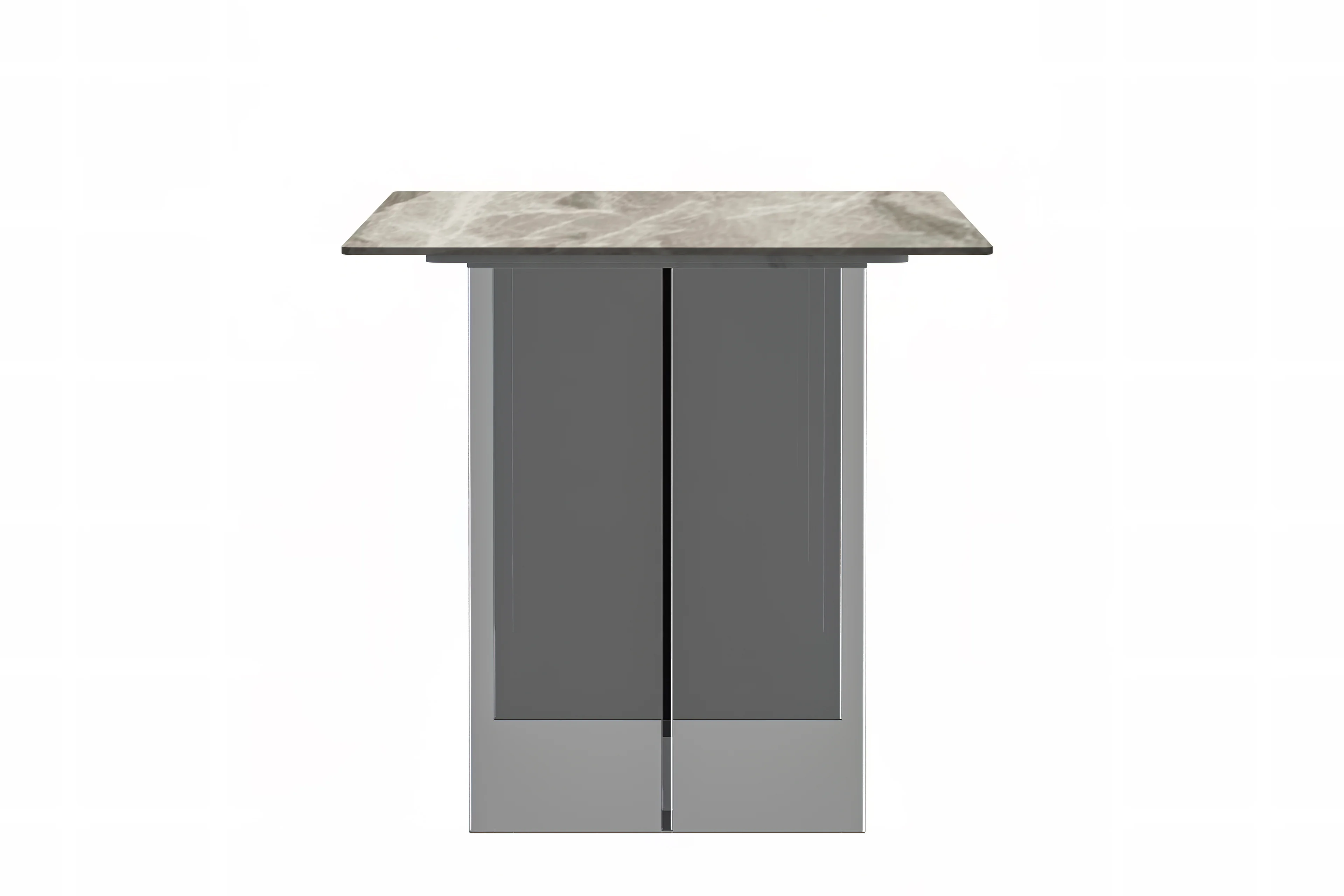 Kova Series Dining Table, Clear Base with 55" Deep Grey Sintered Stone Top