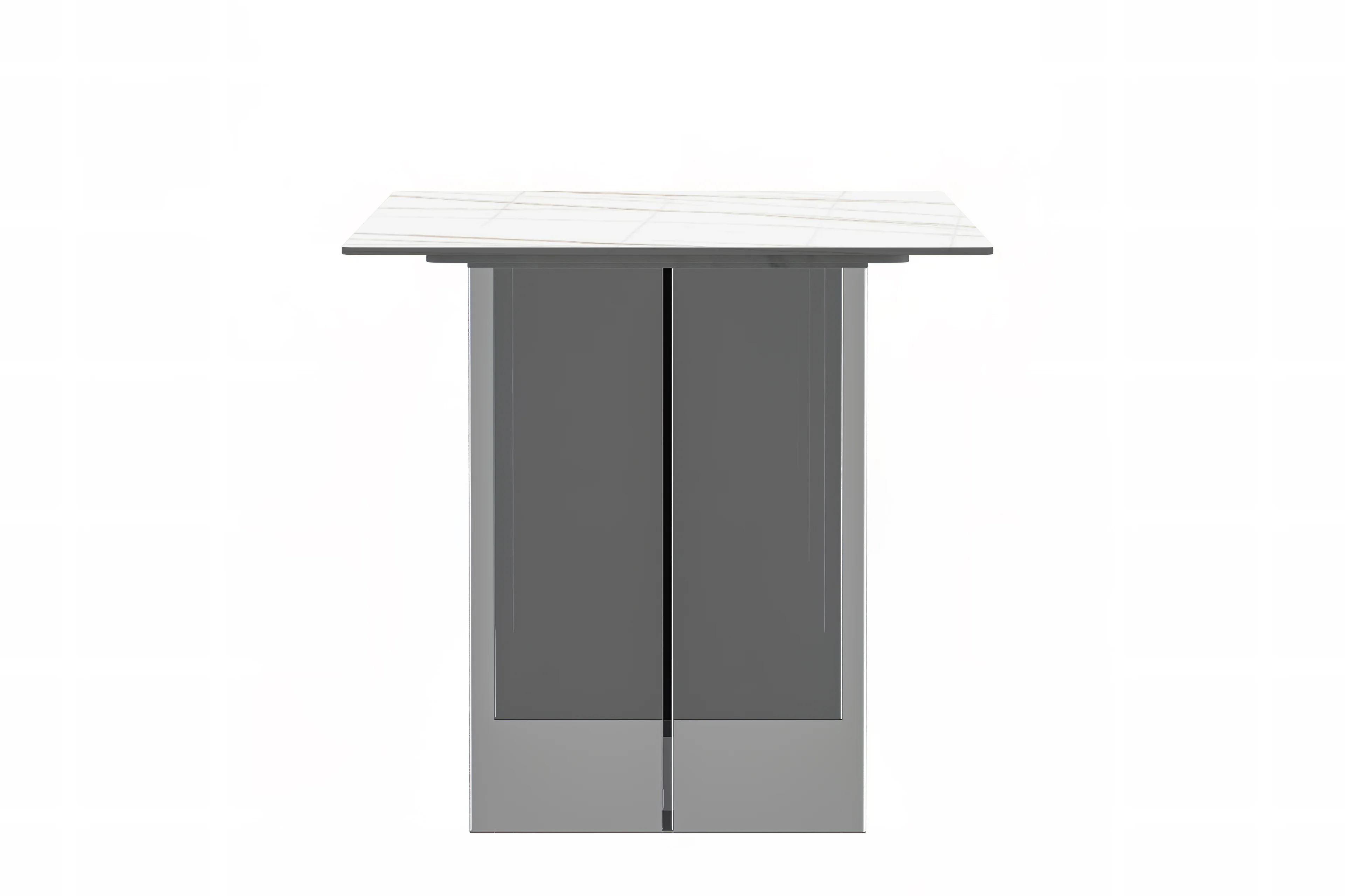Kova Series Dining Table, Clear Base with 55" White/Gold Sintered Stone Top