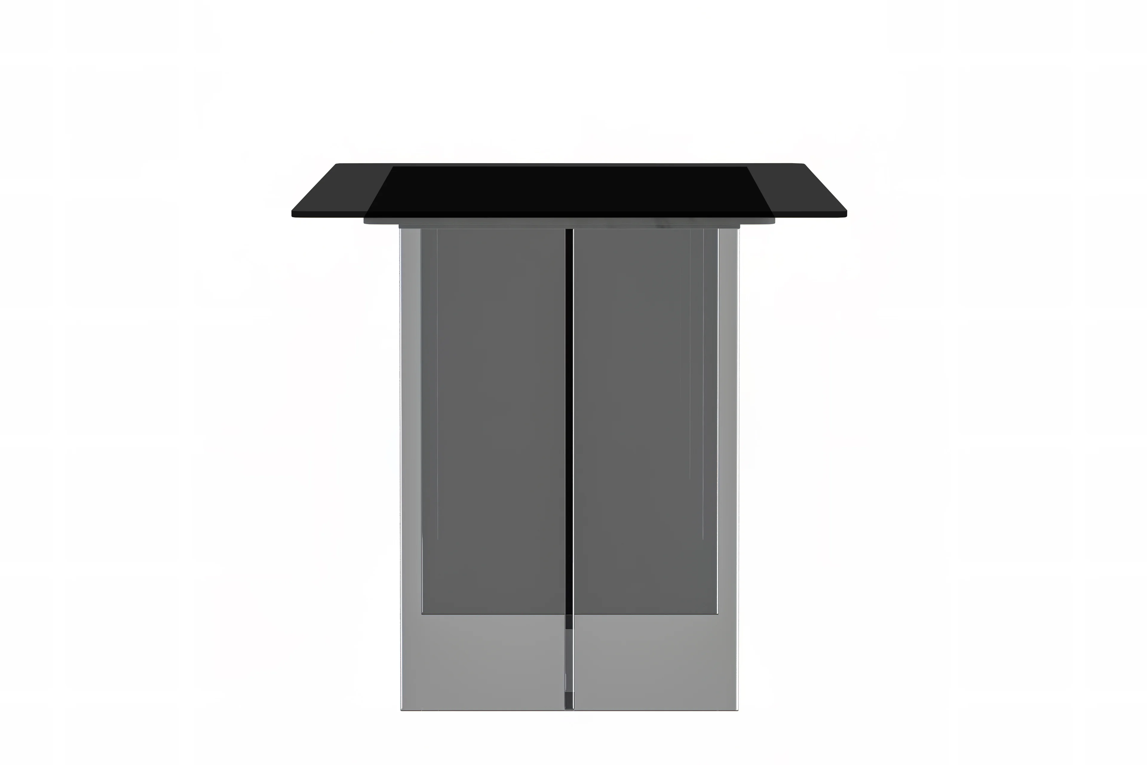 Kova Series Dining Table, Clear Base with 62" Black Glass Top
