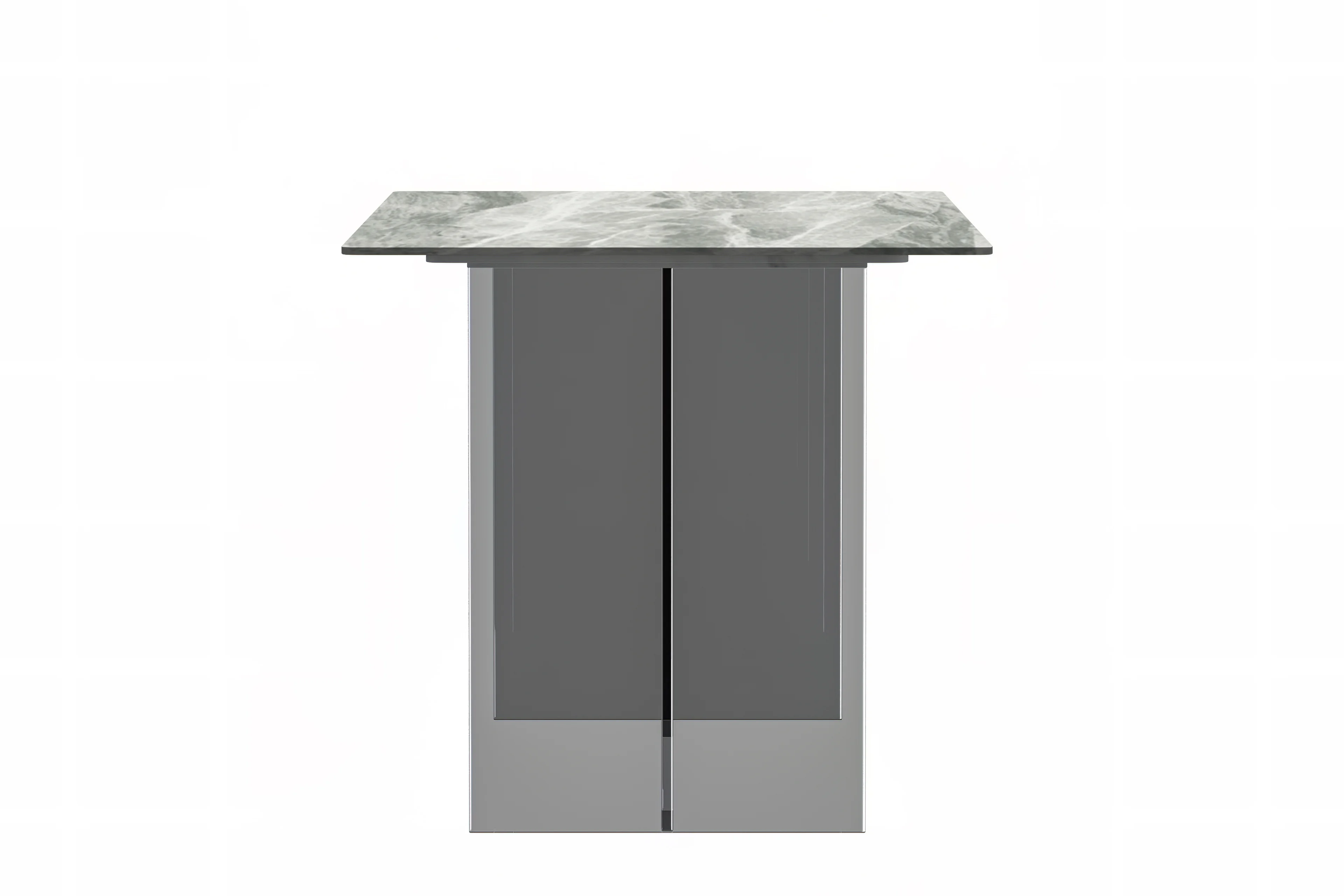 Kova Series Dining Table, Clear Base with 71" Light Grey Sintered Stone Top