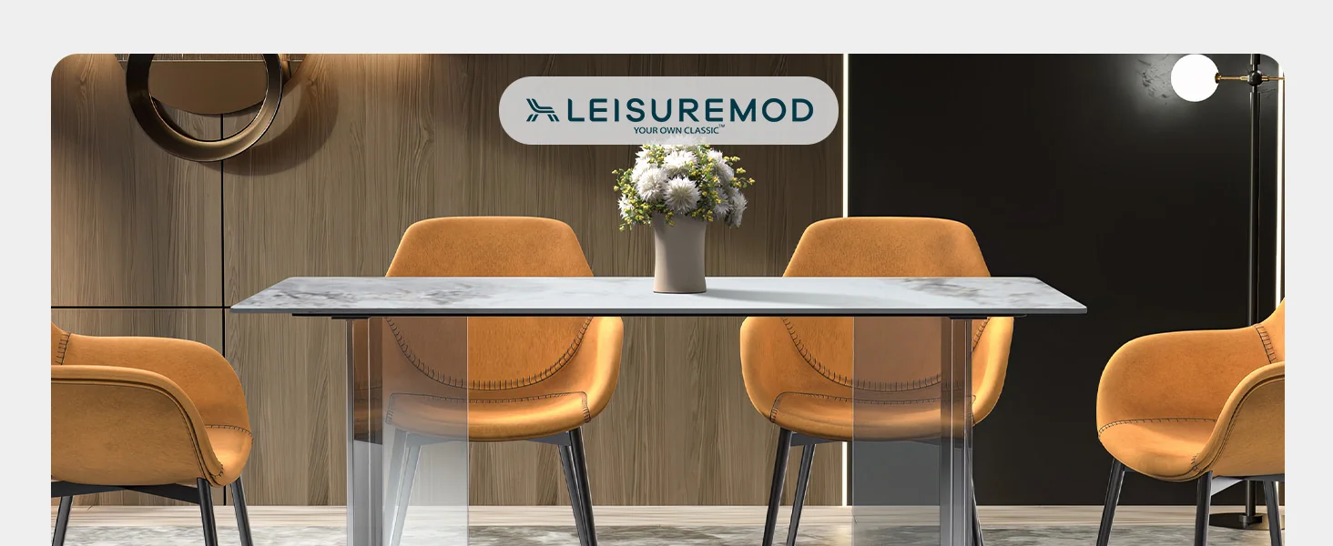 Kova Series Dining Table, Clear Base with 71" Medium Grey Sintered Stone Top