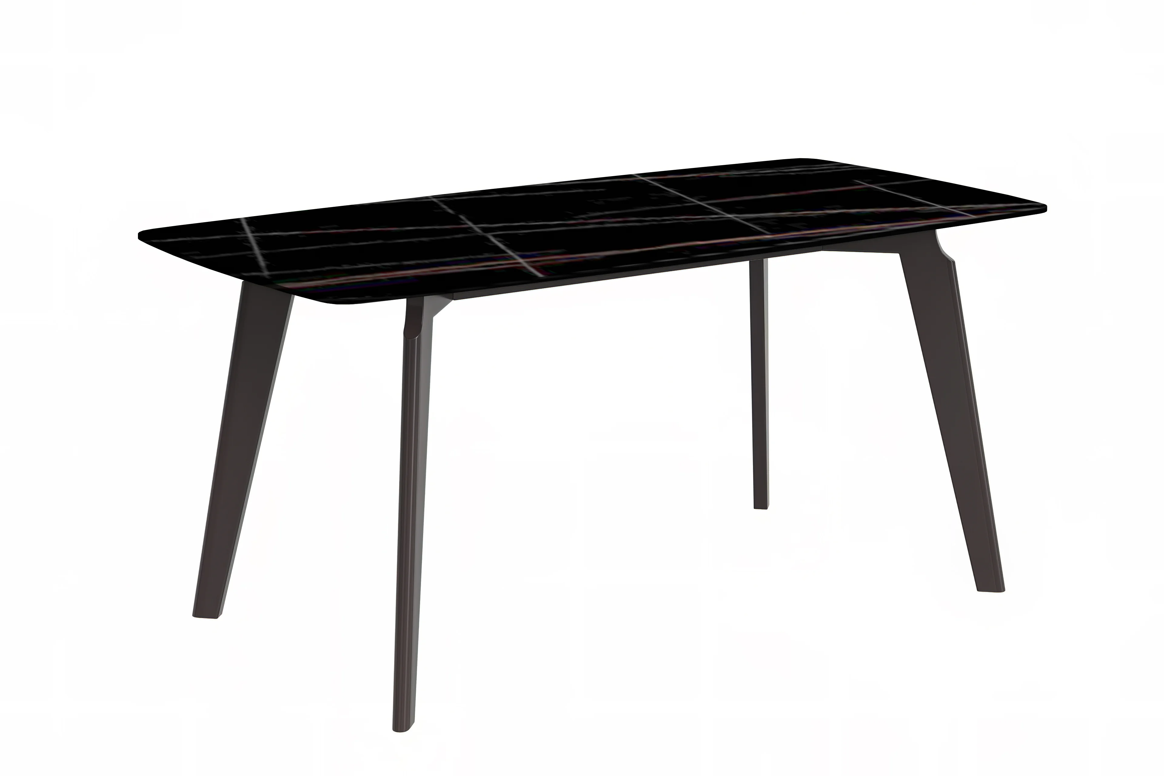 Krevor Series Modern Dining Table Silver Base, With 55 Black/Gold Sintered Stone Top