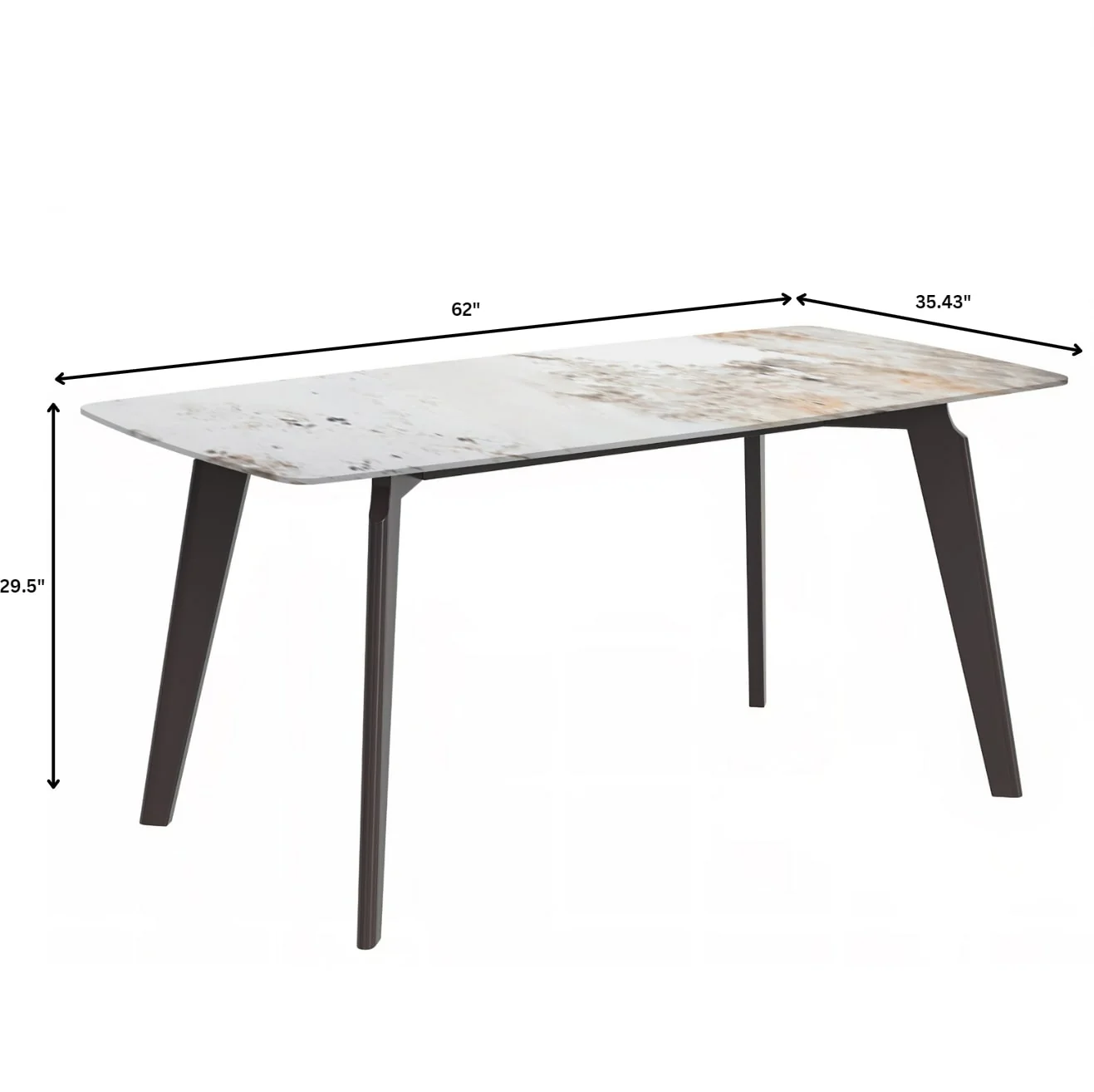 Krevor Series Modern Dining Table Silver Base, With 55 White Grey Sintered Stone Top