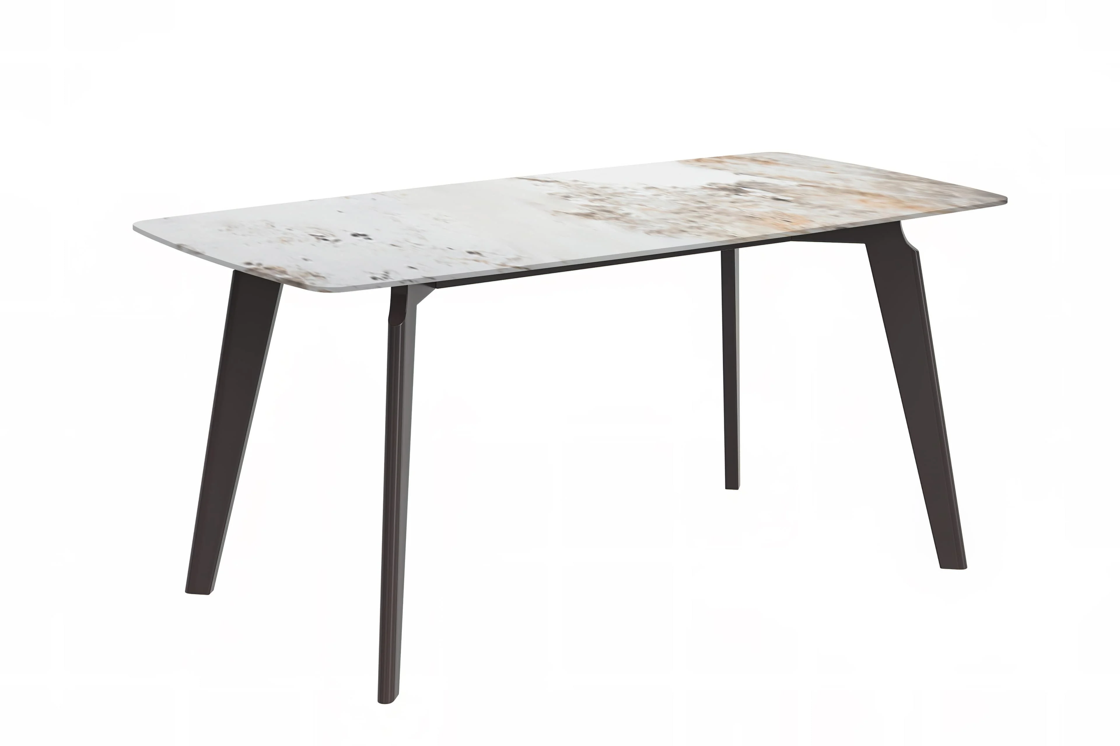 Krevor Series Modern Dining Table Silver Base, With 55 White Grey Sintered Stone Top