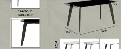 Krevor Series Modern Dining Table Silver Base, With 55 Clear Glass Top