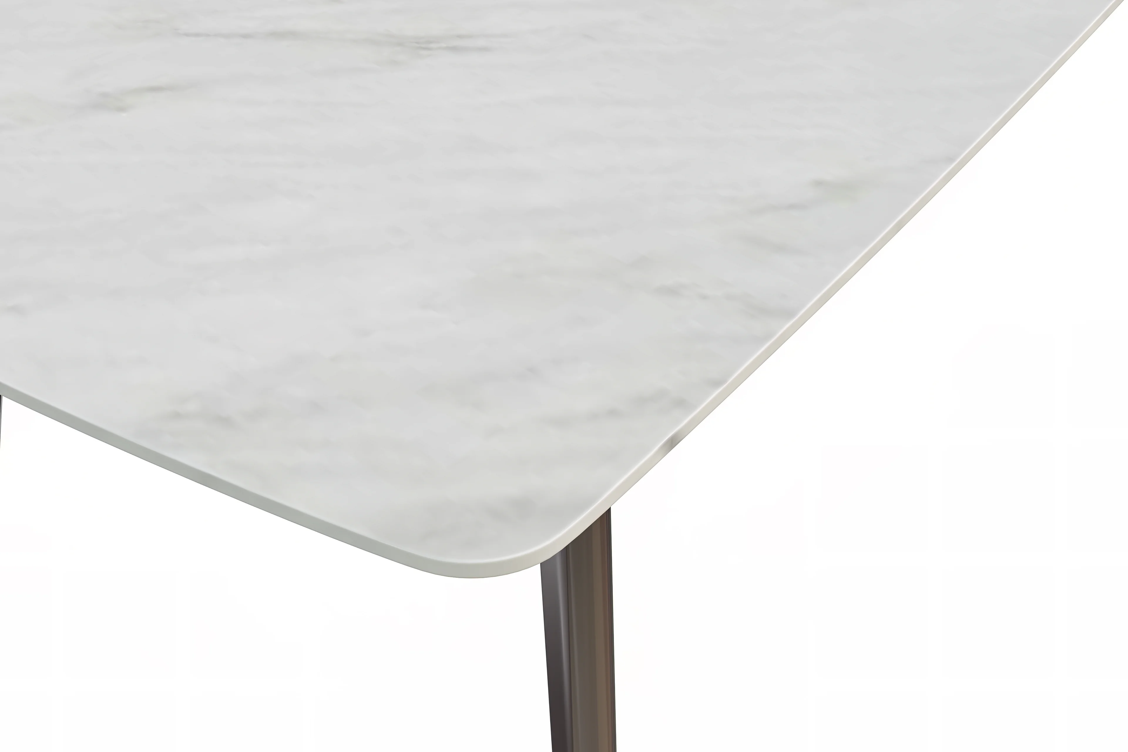 Krevor Series Modern Dining Table Silver Base, With 55 White Sintered Stone Top