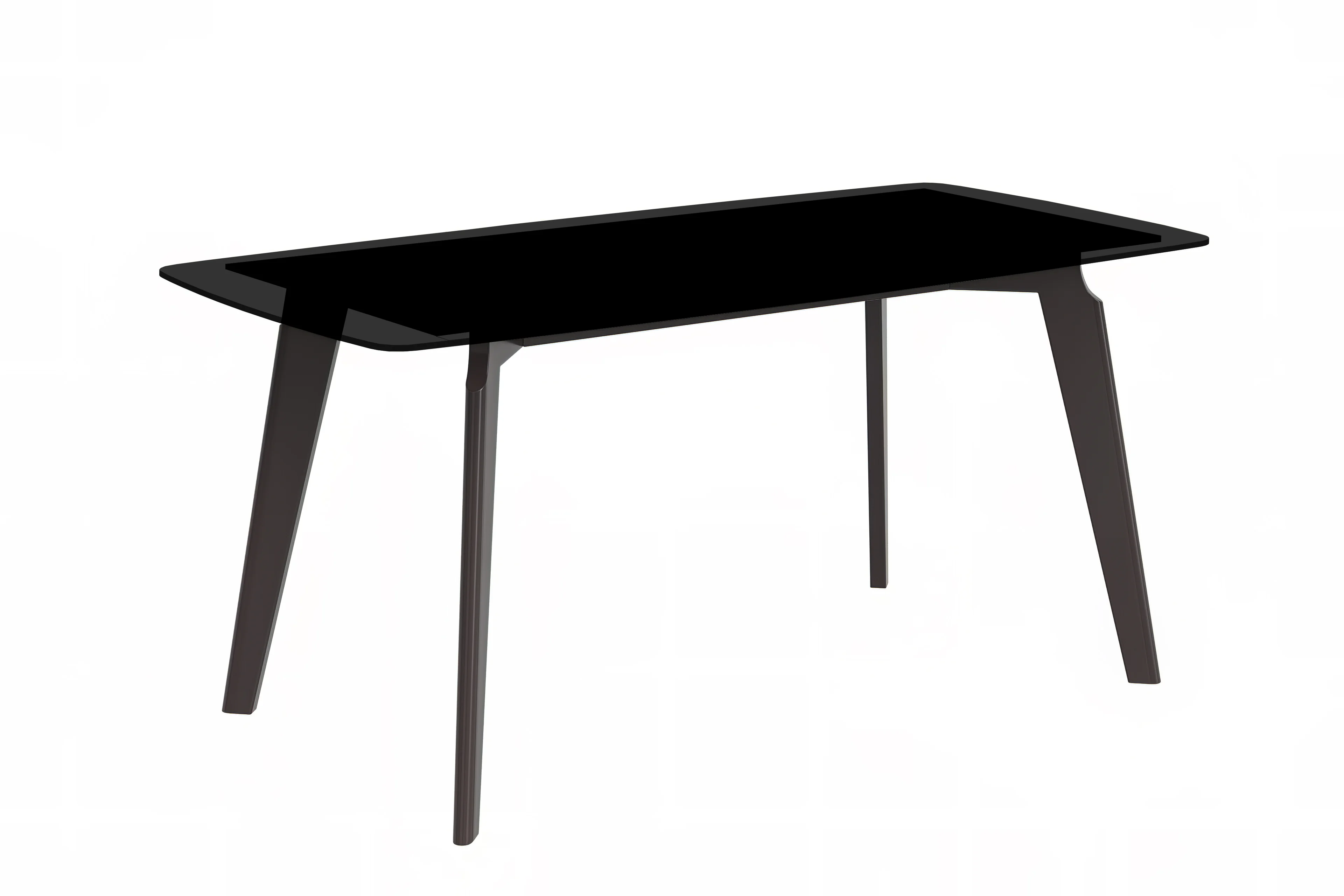 Krevor Series Modern Dining Table Silver Base, With 62 Black Glass Top