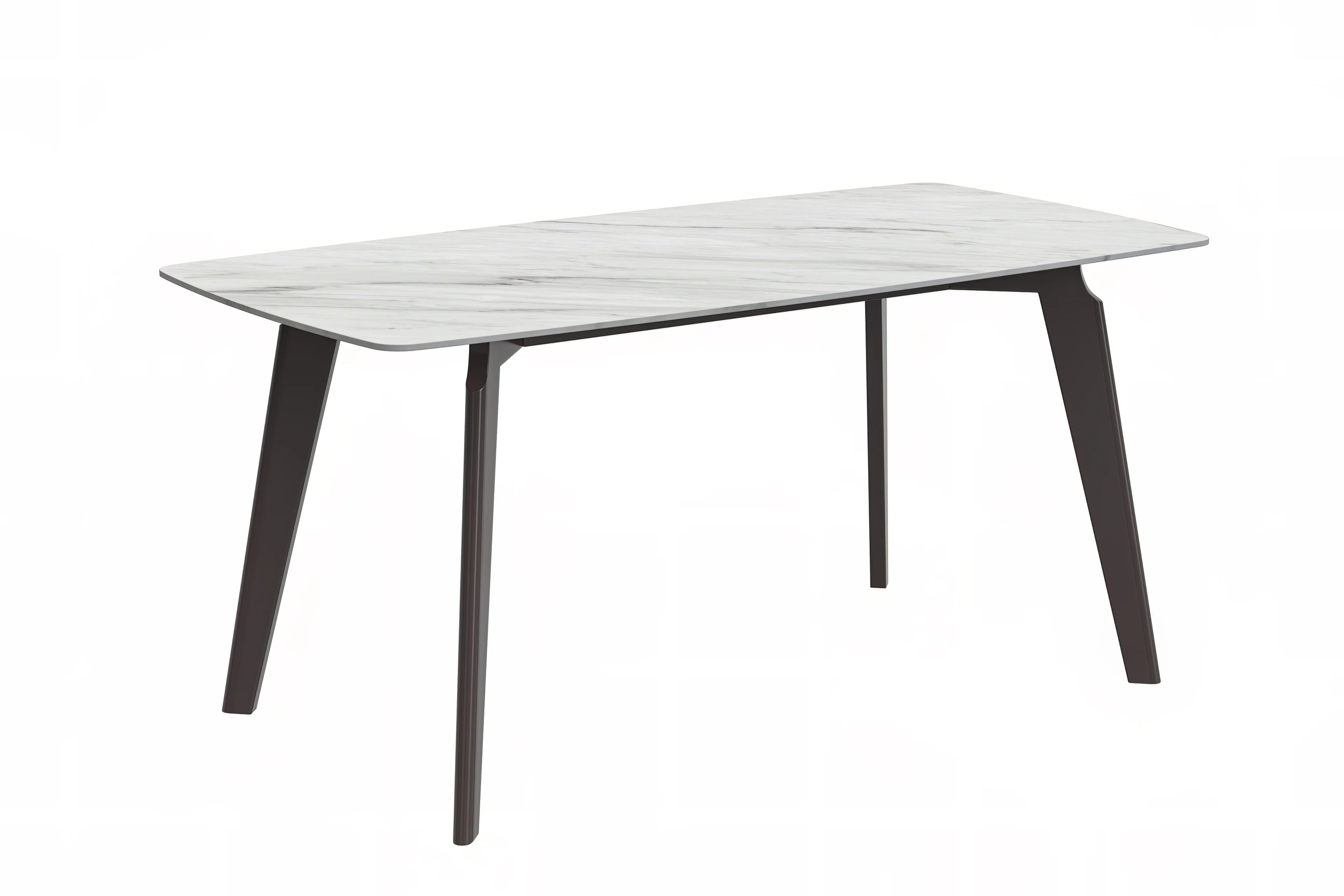 Krevor Series Modern Dining Table Silver Base, With 62 White Sintered Stone Top