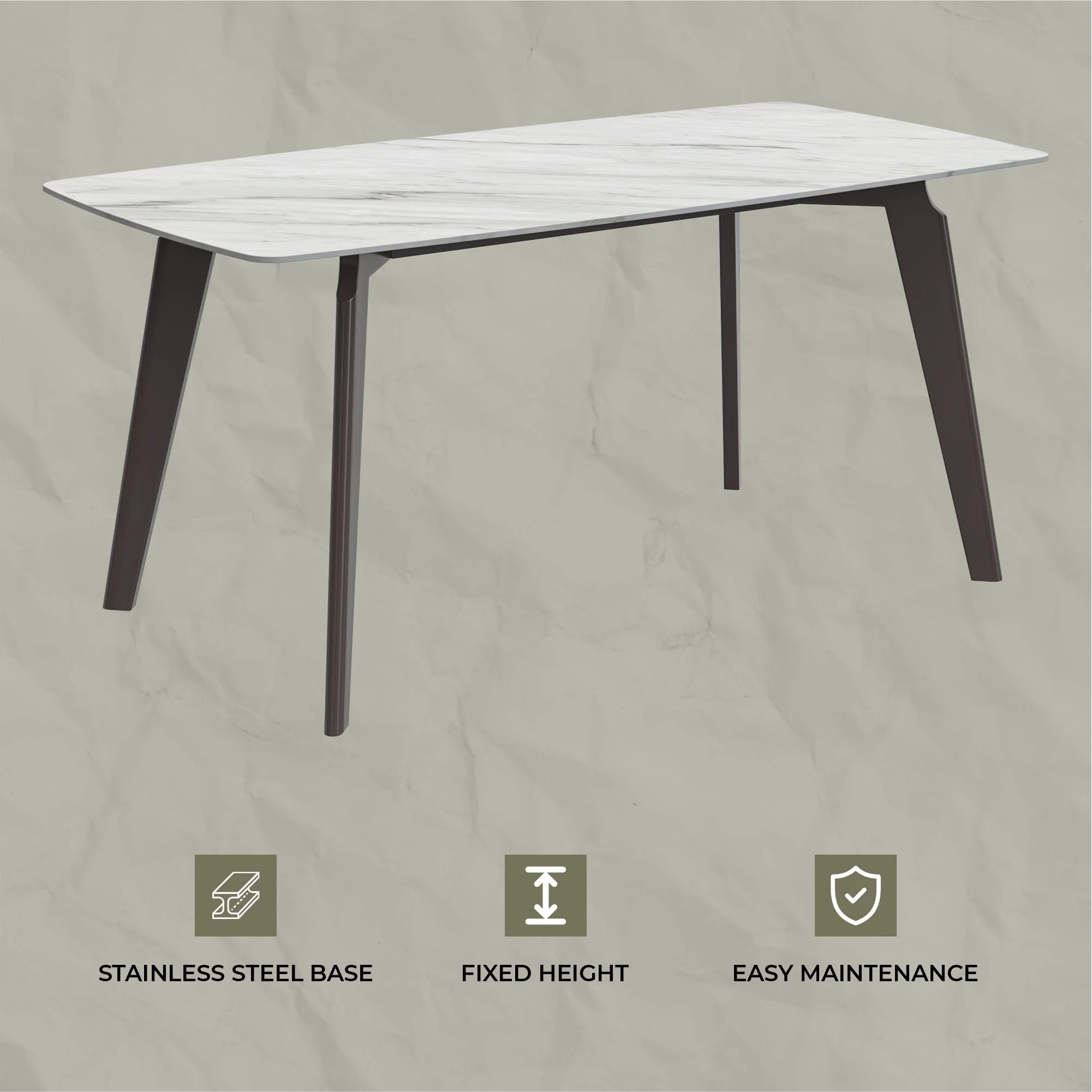 Krevor Series Modern Dining Table Silver Base, With 62 White Sintered Stone Top