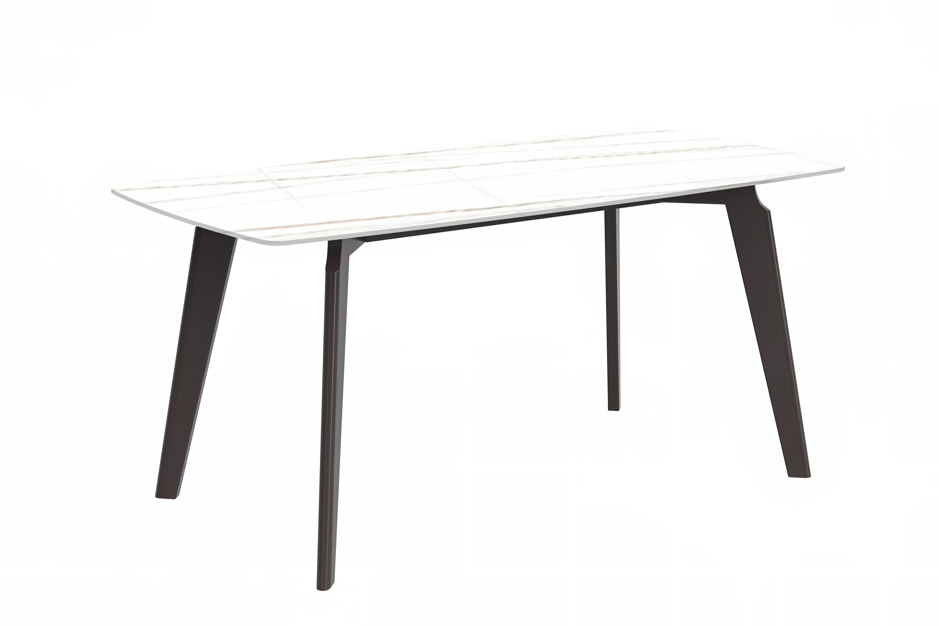 Krevor Series Modern Dining Table Silver Base, With 62 White/Gold Sintered Stone Top